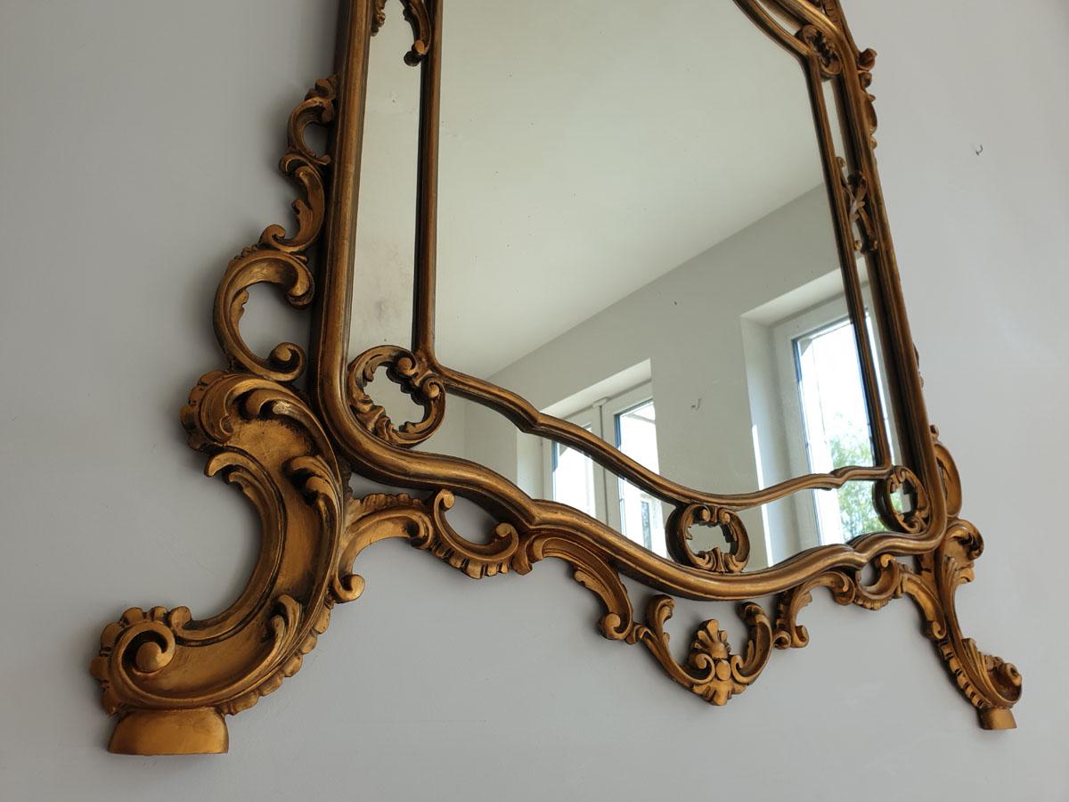 Palace Mirror Rococo Revival, Rocaille, Hand Gilded Wood 8