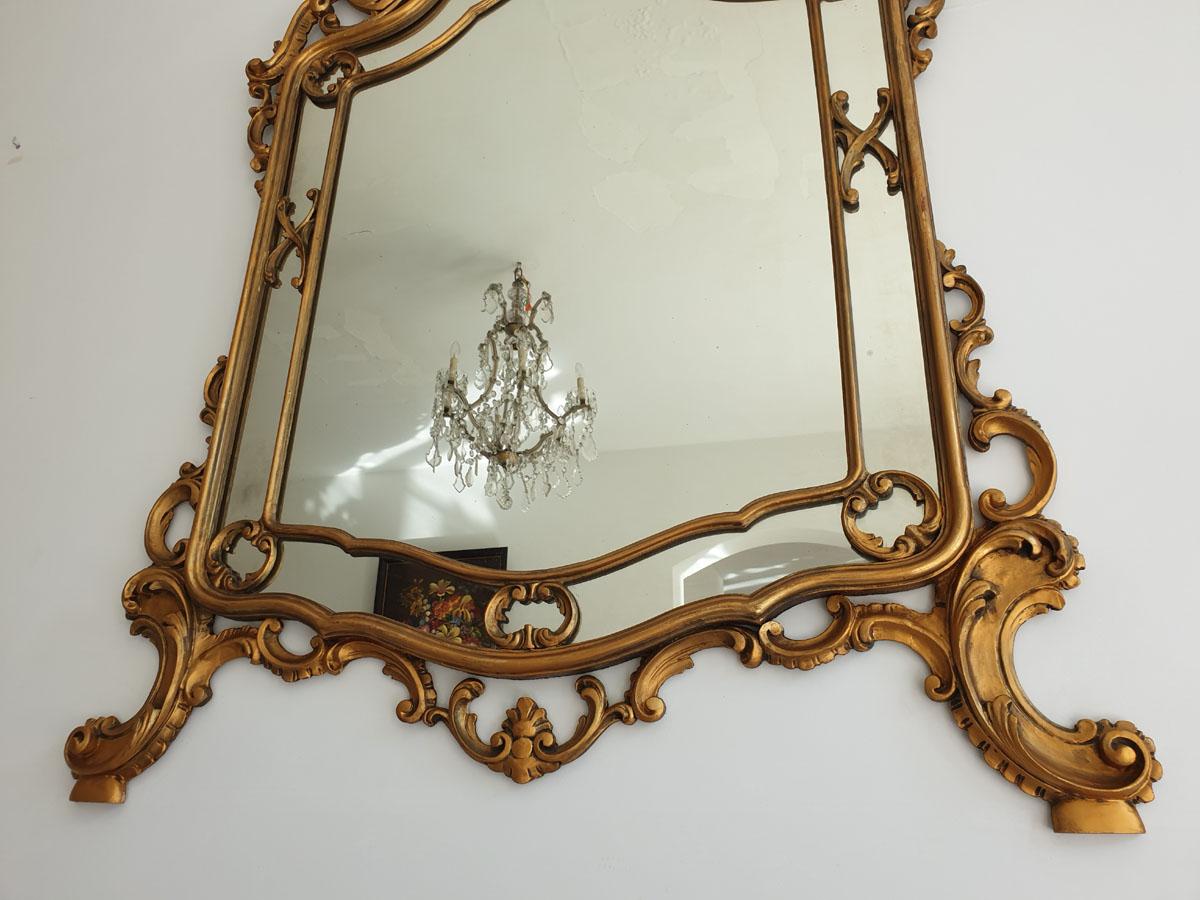 Palace Mirror Rococo Revival, Rocaille, Hand Gilded Wood 9