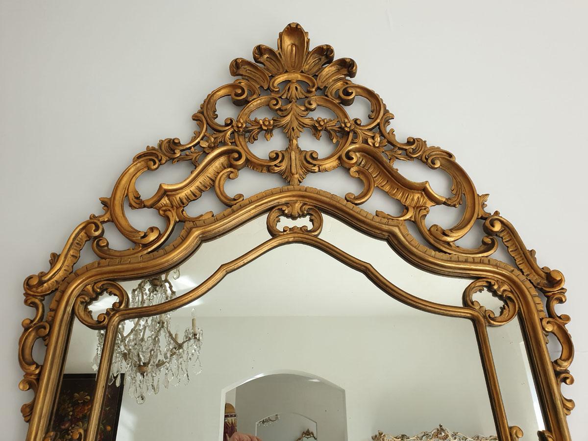 Giltwood Palace Mirror Rococo Revival, Rocaille, Hand Gilded Wood