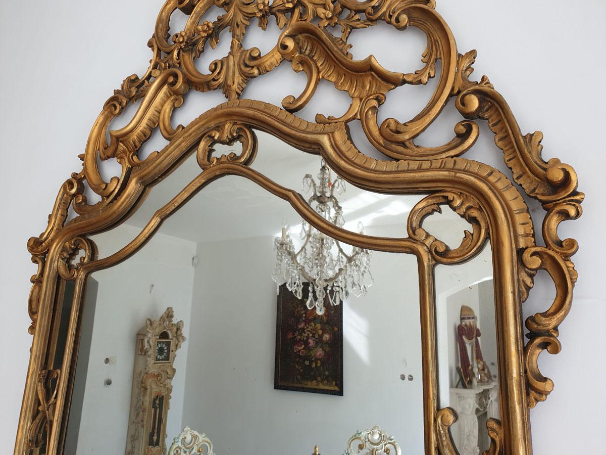 Palace Mirror Rococo Revival, Rocaille, Hand Gilded Wood 1