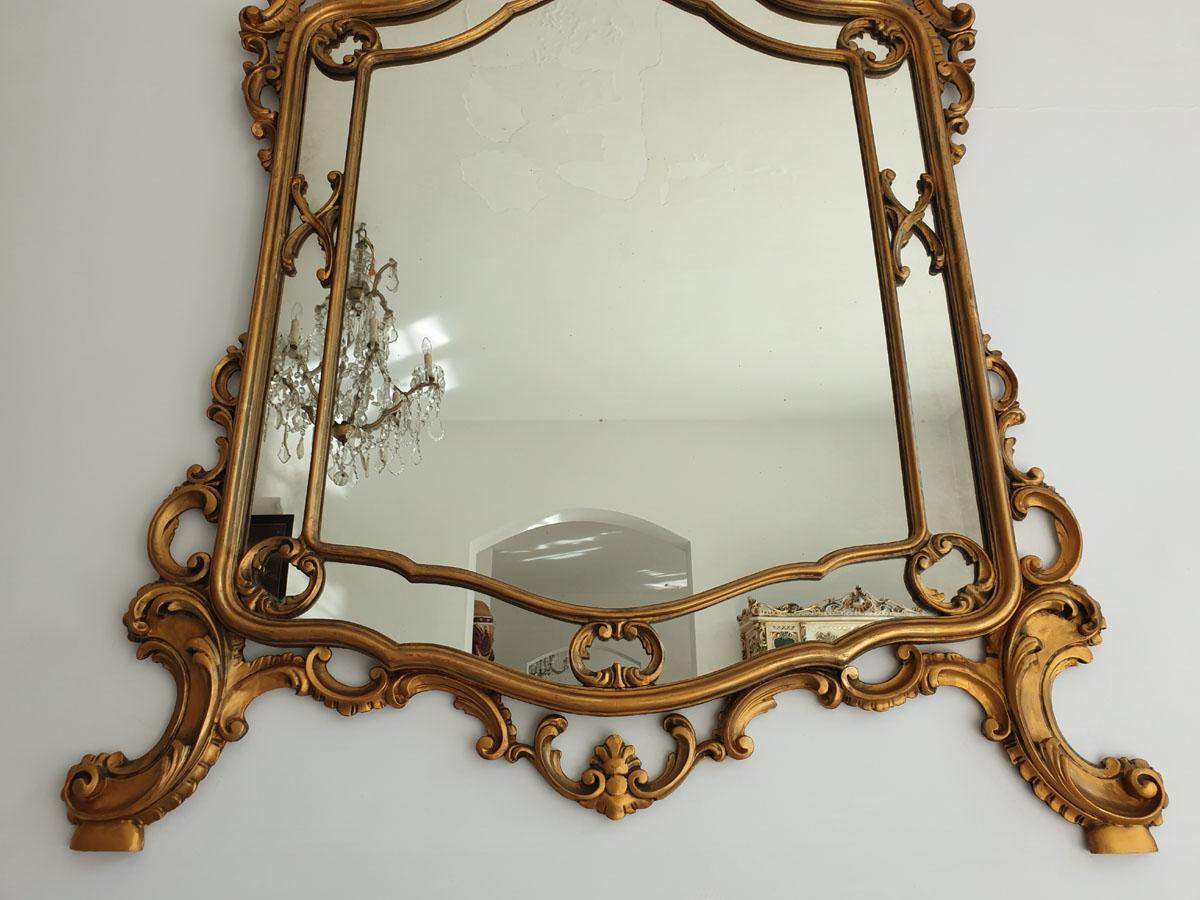 Palace Mirror Rococo Revival, Rocaille, Hand Gilded Wood 2