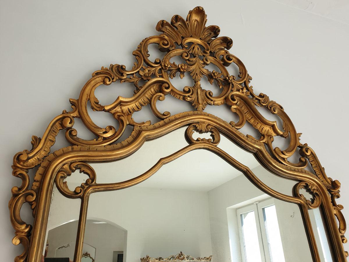 Palace Mirror Rococo Revival, Rocaille, Hand Gilded Wood 3