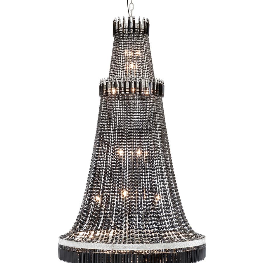Chandelier Palace silvered bronze with all structure in
solid bronze in silvered finish. With blackened glass pendants.
With 42 Bulbs, lamp holder type E27, max 40 watt. Bulbs not included.
With adjustable chain included.