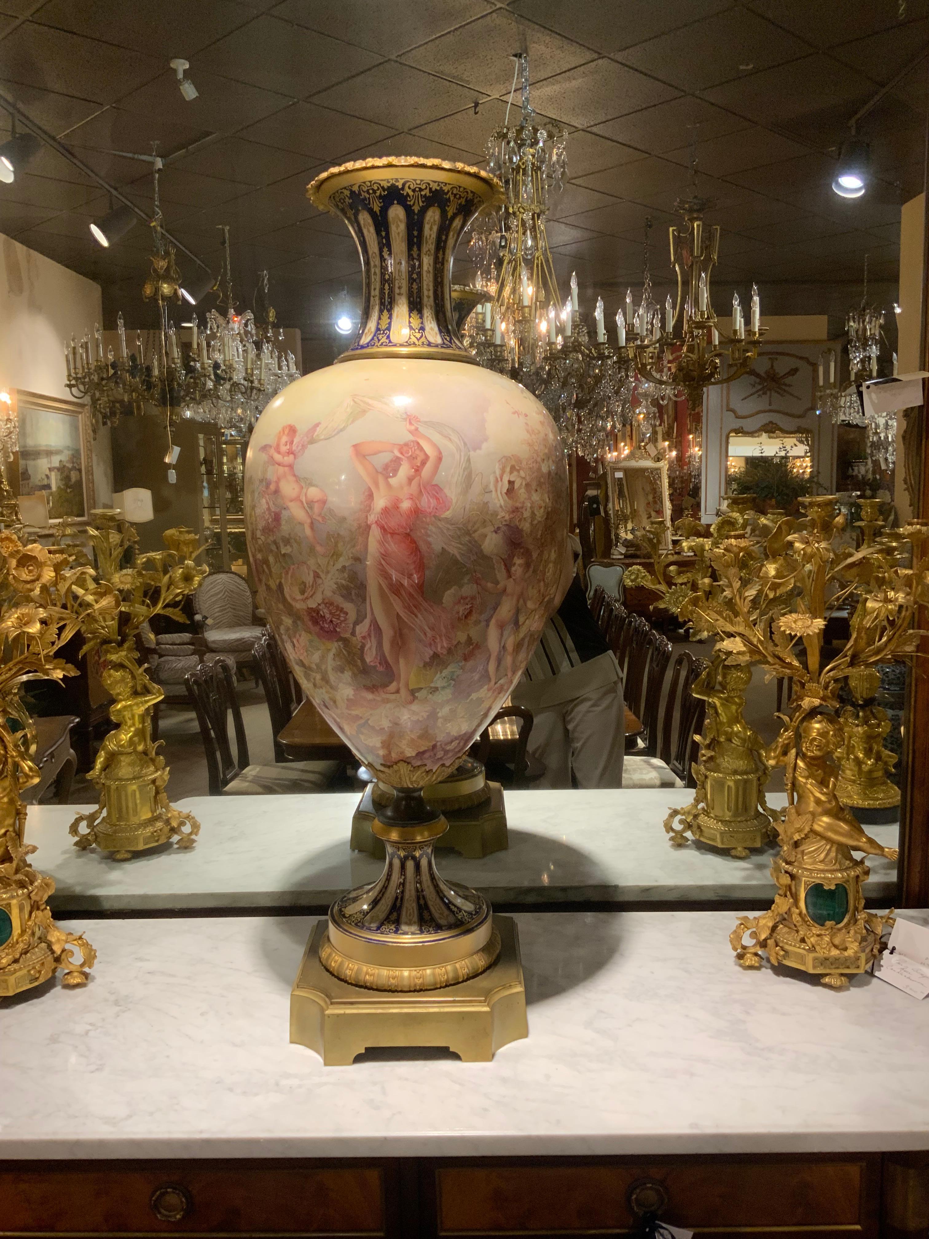 Palace size 19 th century Sevres porcelain urn, signed Maglin For Sale 6
