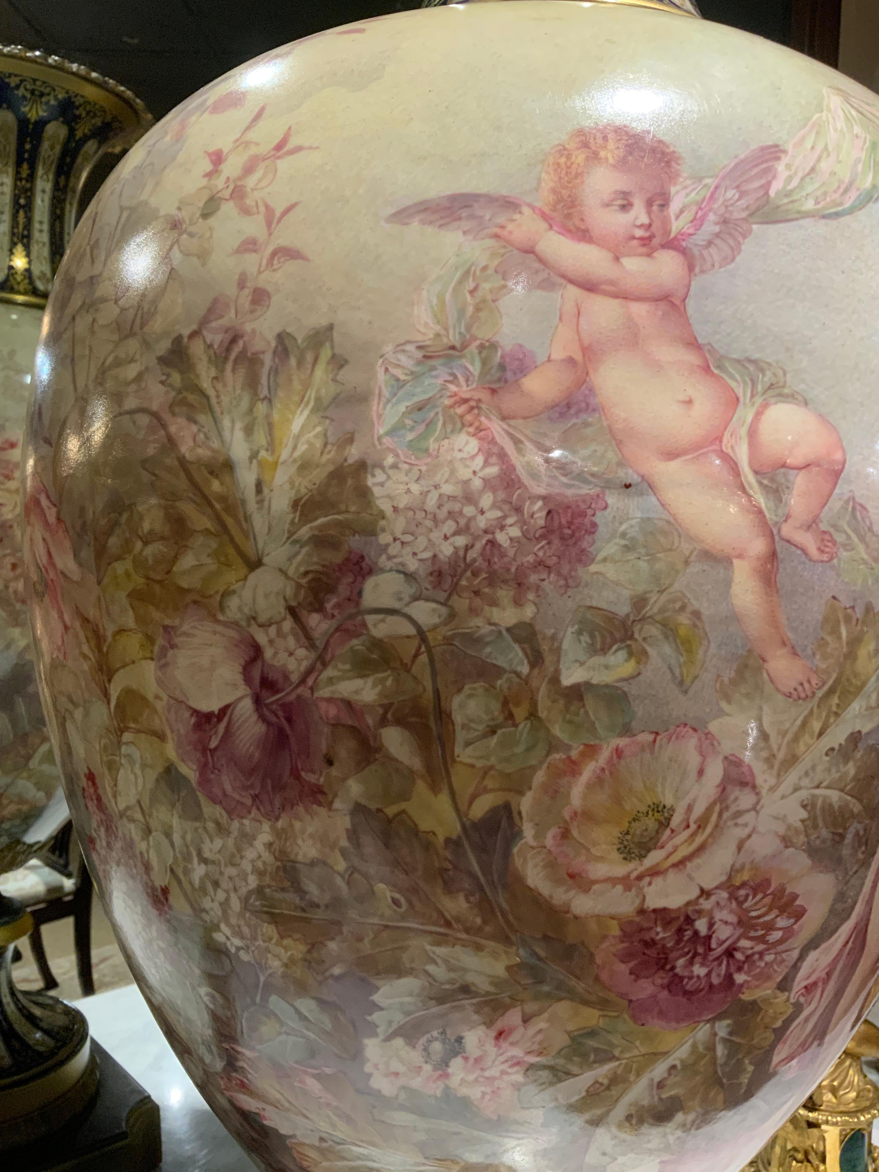 Palace size 19 th century Sevres porcelain urn, signed Maglin For Sale 1