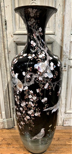 Palace Size 19th Century Japanese Cloisonne Narrow-Neck Vase