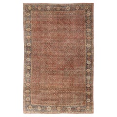 Palace Size Antique Persian Bidjar Rug in Shades of Red, Blue Grey & Lime Green