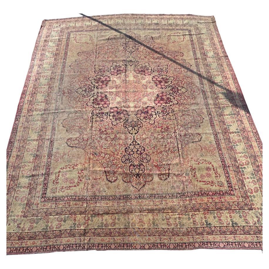 Palace Size Antique Persian Kirman Lavar Rug
