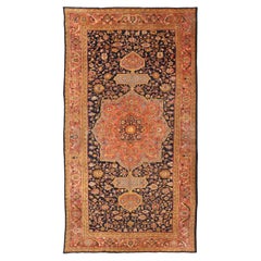 Palace Size Antique Rug Navy Field Large Medallion