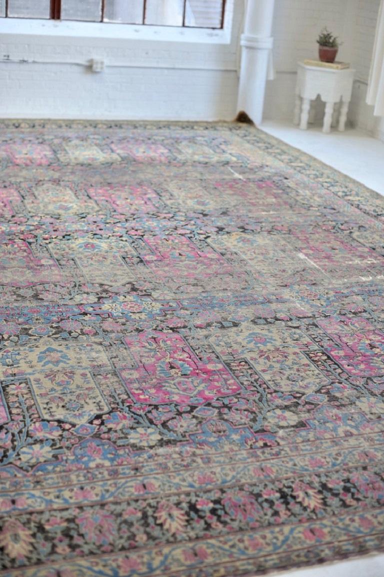 Palace Size Antique rug with Iconic Garden Inspired Design

Size: 11.4 x 17.7
Age: Antique C. 1900's
Pile: Incredible Age-Related Patina with Character rich areas that have ancient touch-ups and secured.

This rug is one-of-a-kind, only one in