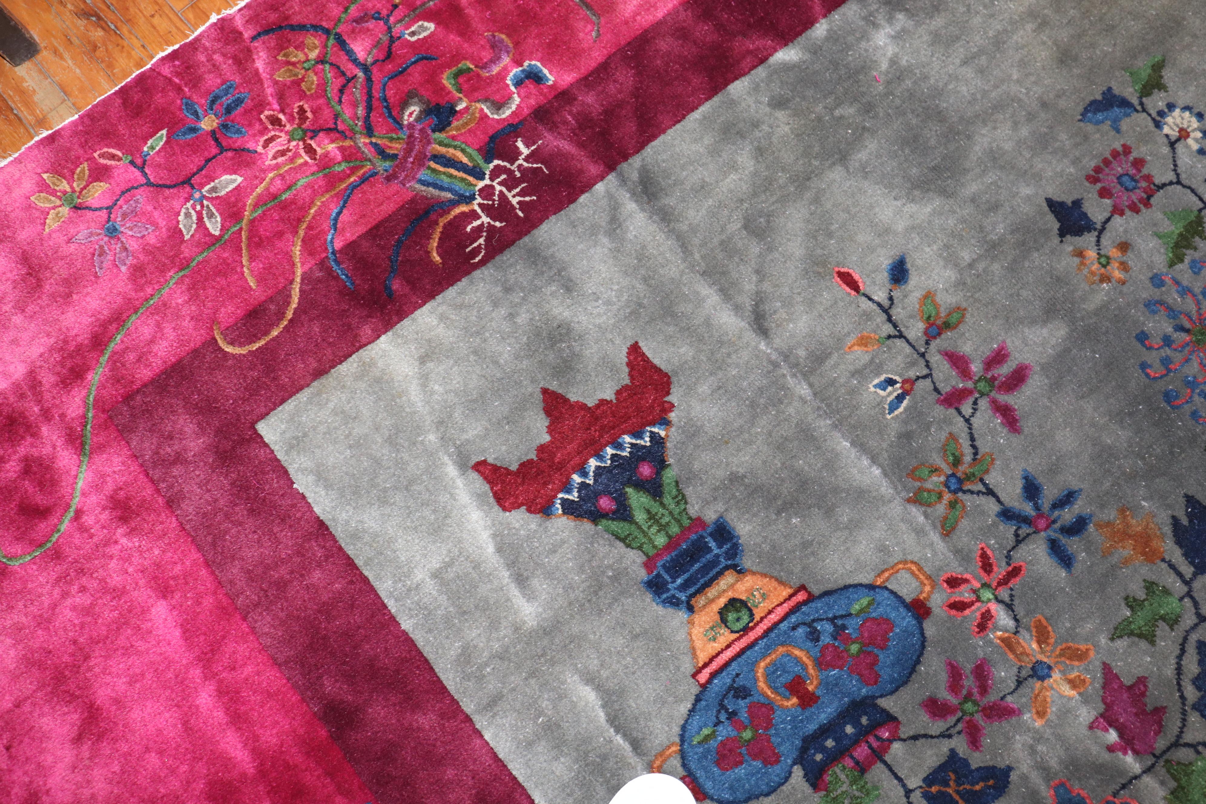 Zabihi Collection Palace Size Art Deco Chinese Rug For Sale 2