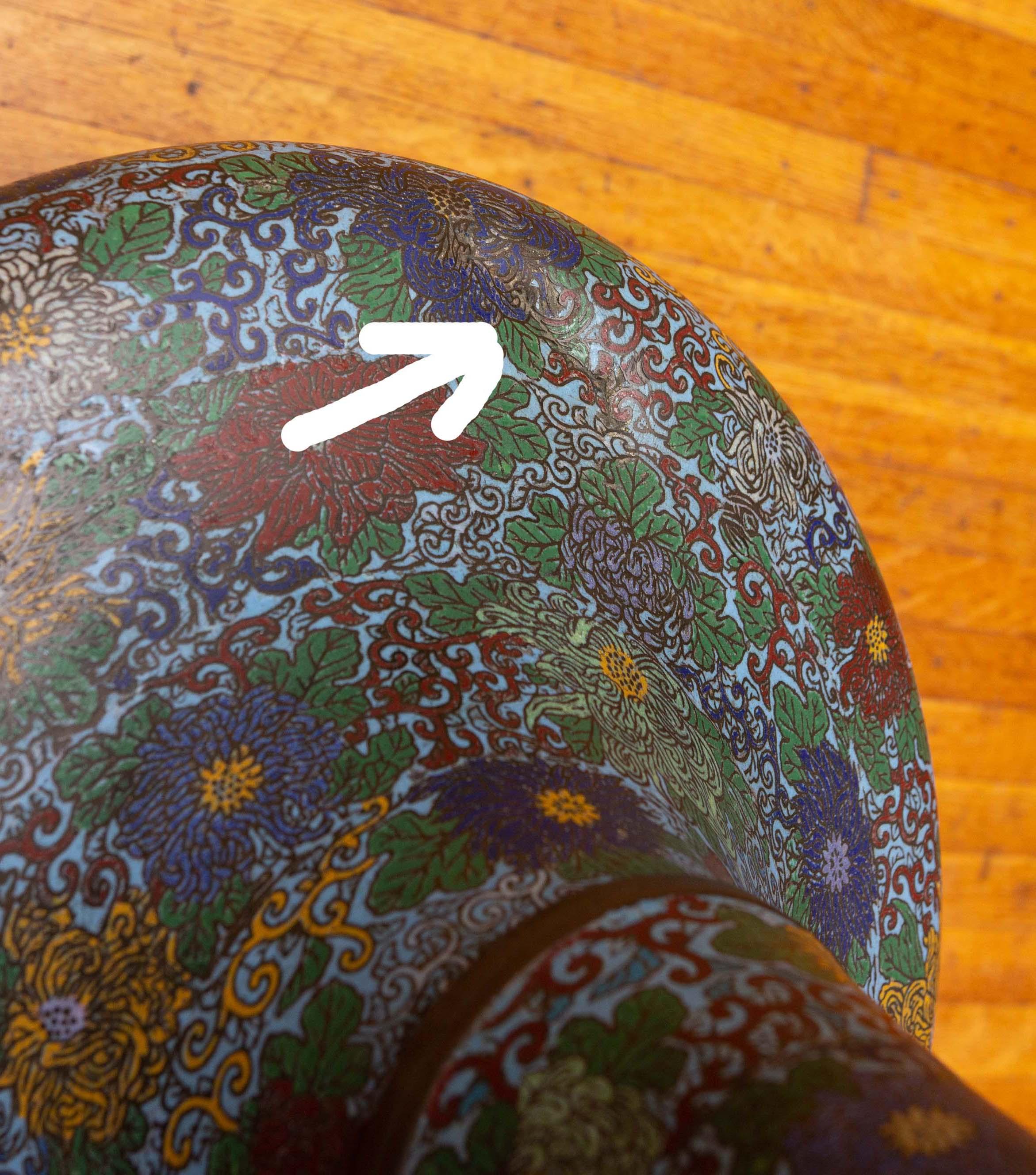 Palastgröße Asiatische Cloisonné Bodenvase im Angebot 2