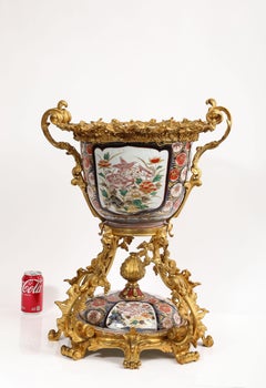Palace Size Early Japanese Imari Porcelain and French Ormolu Mounted Centerpiece