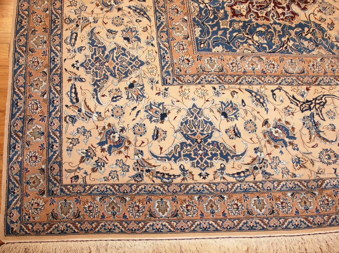 Vintage Palace Size Finely Woven Silk And Wool Persian Nain Carpet, Country of Origin / Rug Type: Vintage Persian Rugs, Circa Date: Middle Part of the 20th Century. Size: 20 ft 6 in x 35 ft (6.25 m x 10.67 m).