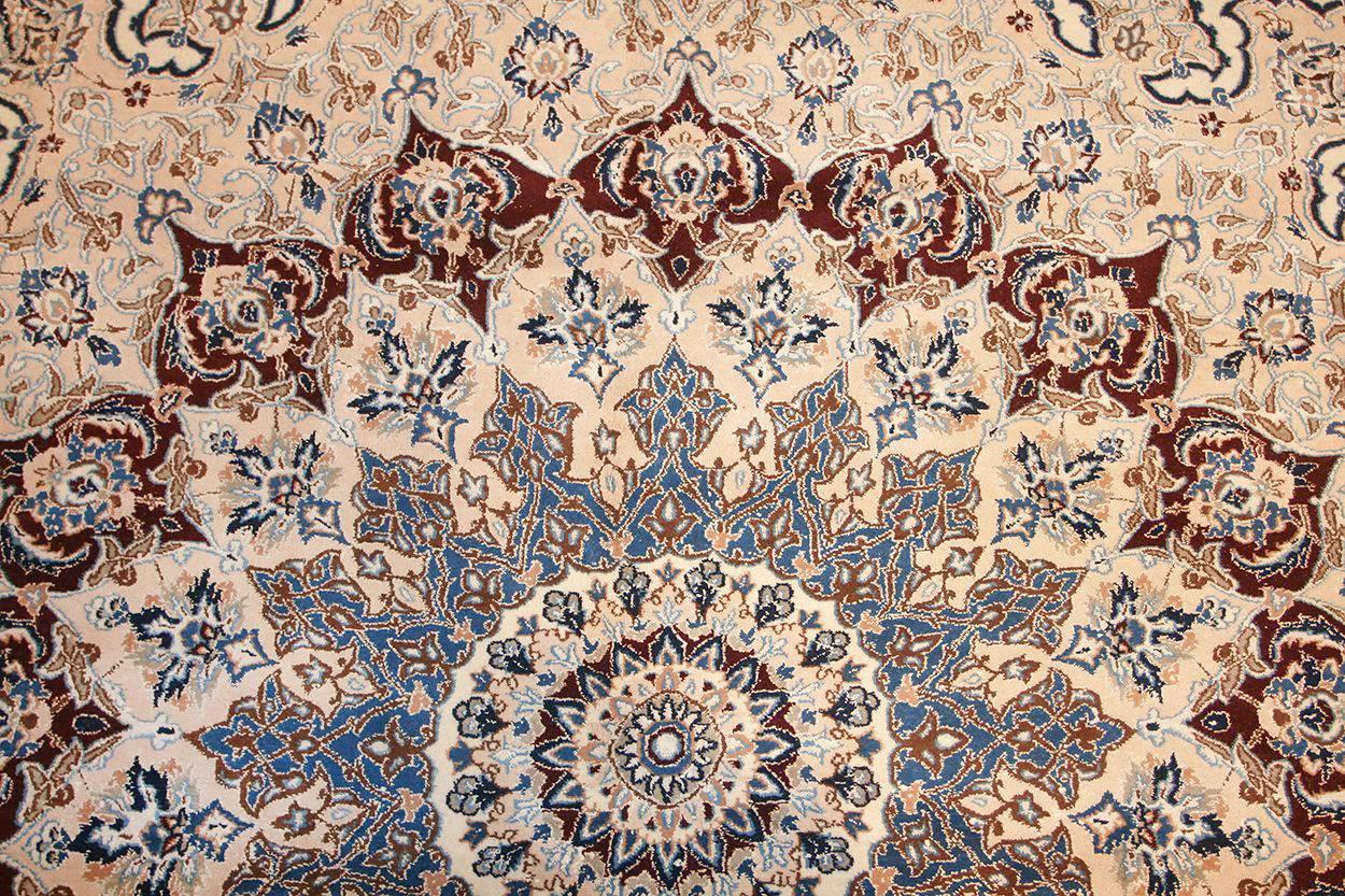 Hand-Knotted Palace Size Fine Silk and Wool Persian Nain Carpet. Size: 20 ft 6 in x 35 ft