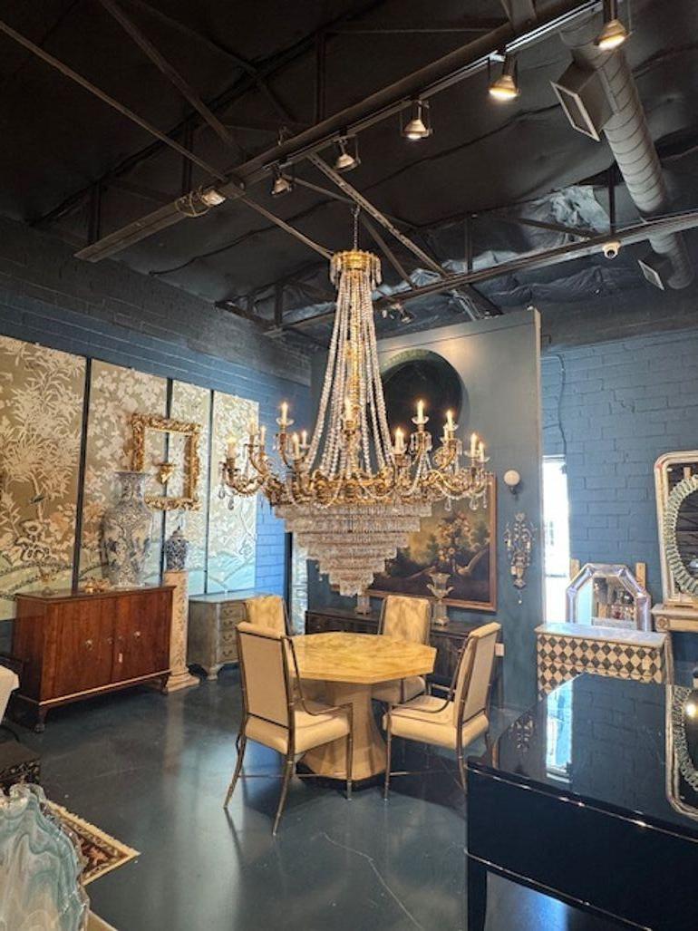 Palace Size French Empire Gilt Bronze and Crystal Chandelier In Good Condition For Sale In Dallas, TX