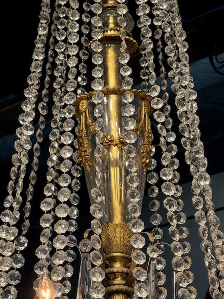 Palace Size French Empire Gilt Bronze and Crystal Chandelier For Sale 1