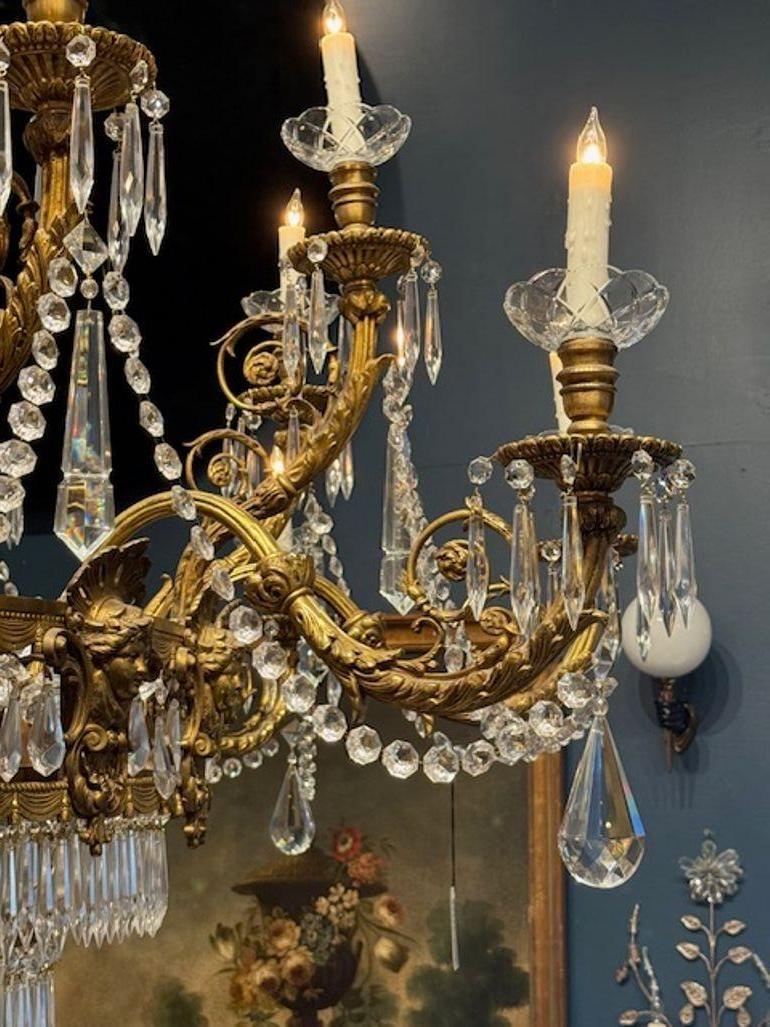 Palace Size French Empire Gilt Bronze and Crystal Chandelier For Sale 3