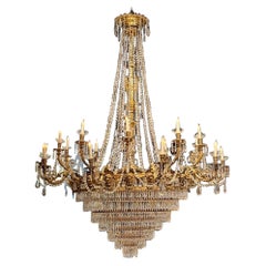 Palace Size French Empire Gilt Bronze and Crystal Chandelier