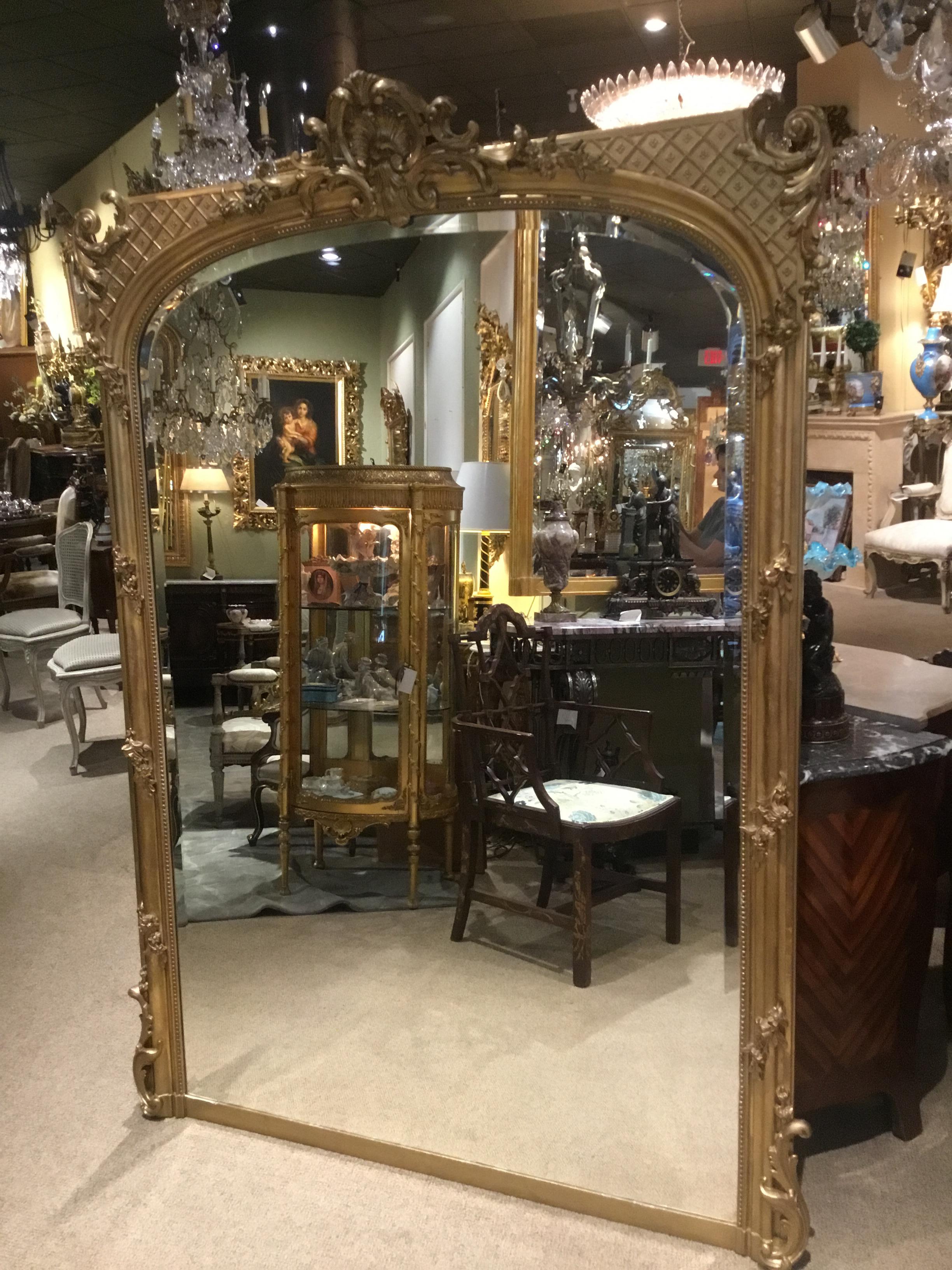 Palace Size French Giltwood Mirror, Louis XV Style, 19th Century 8