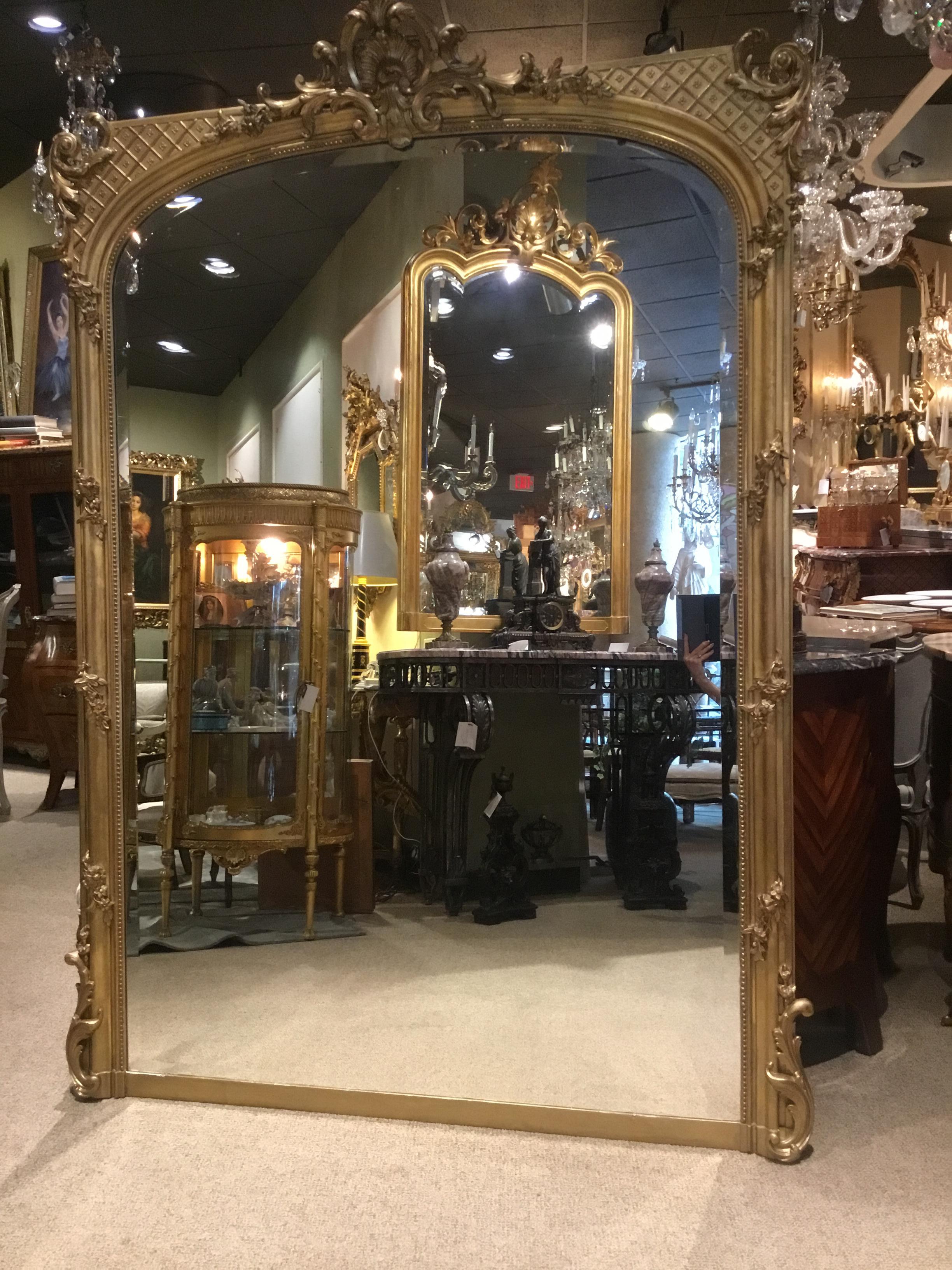 Palace Size French Giltwood Mirror, Louis XV Style, 19th Century 1