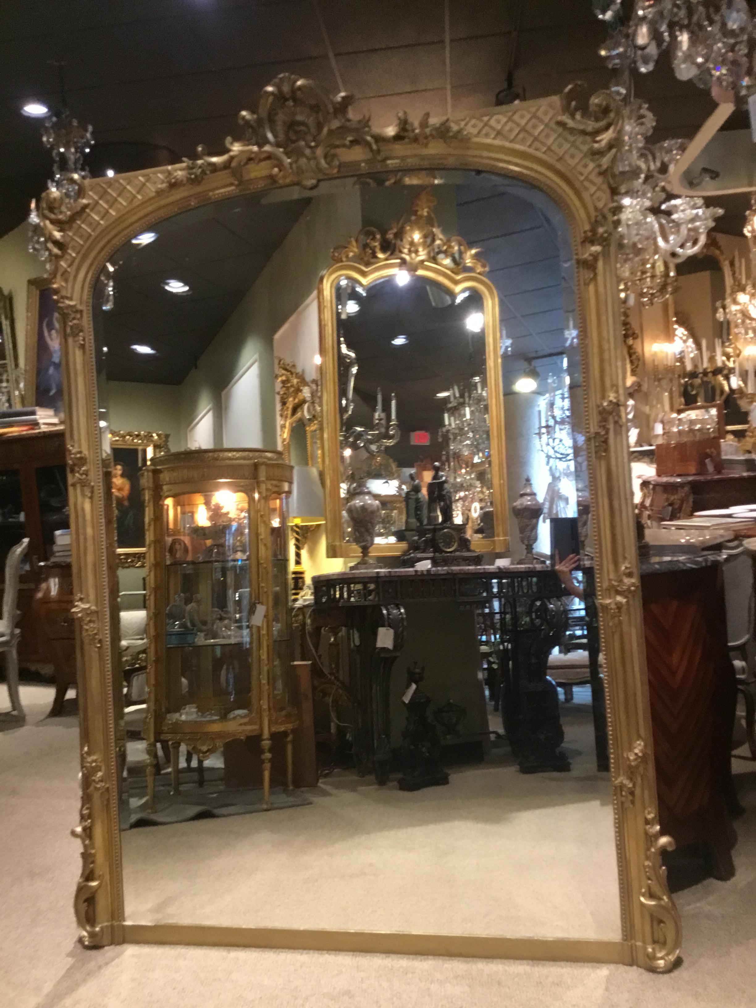 Palace Size French Giltwood Mirror, Louis XV Style, 19th Century 2