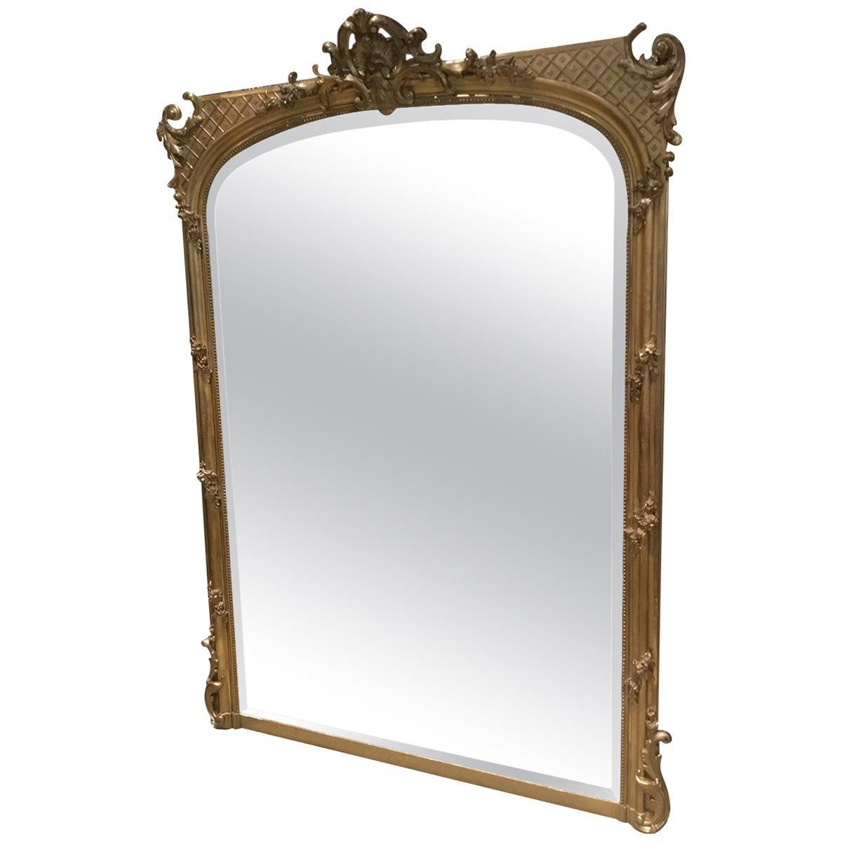 Palace Size French Giltwood Mirror, Louis XV Style, 19th Century