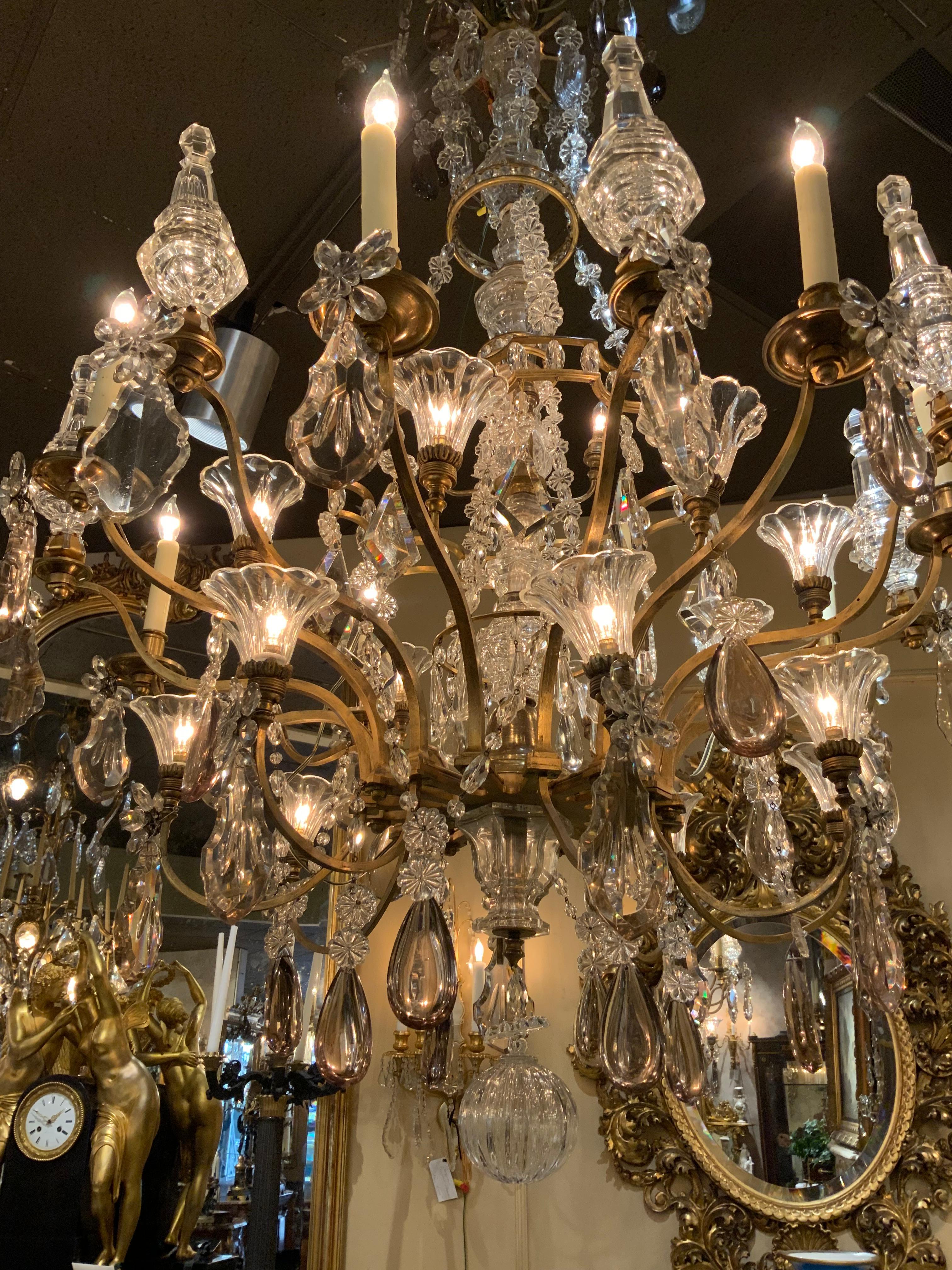 Palace Size Grand Baccarat Crystal & Bronze Chandelier with Twenty Eight Lights 6