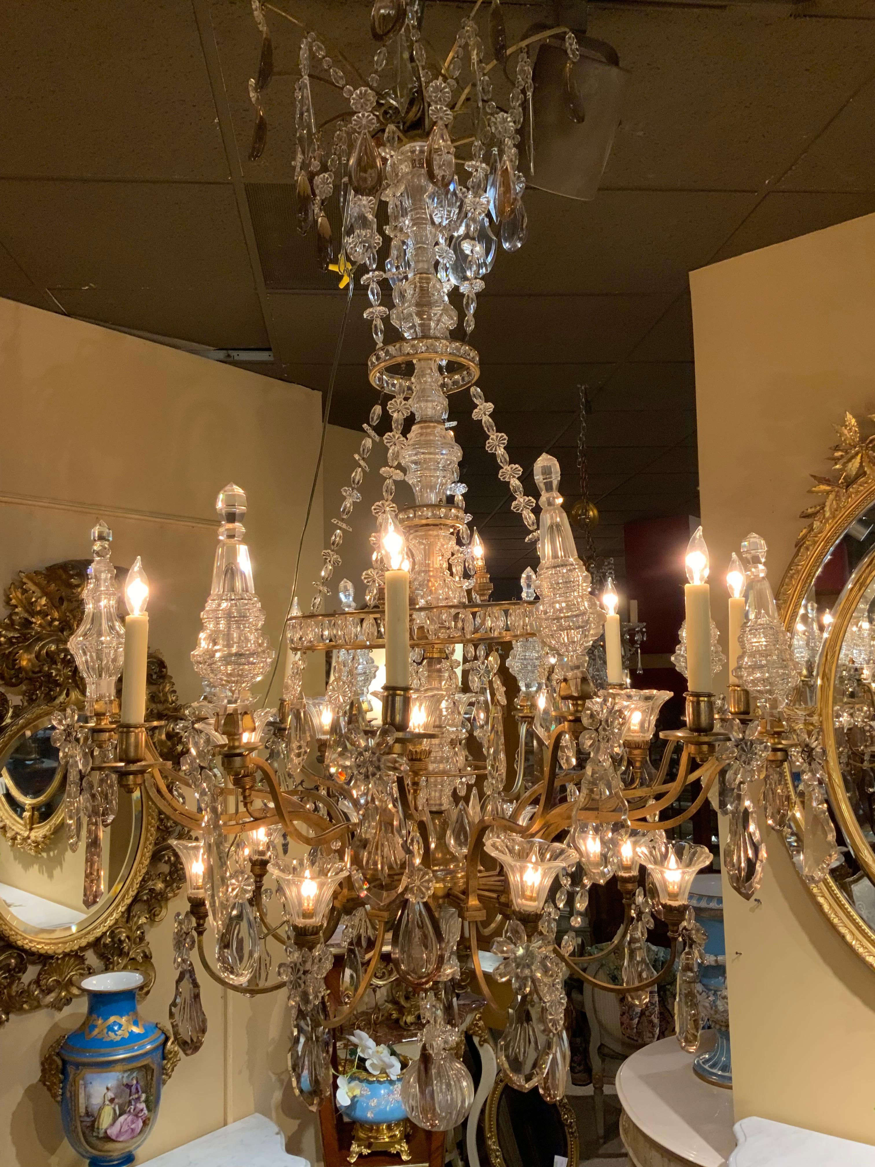 Palace Size Grand Baccarat Crystal & Bronze Chandelier with Twenty Eight Lights 7