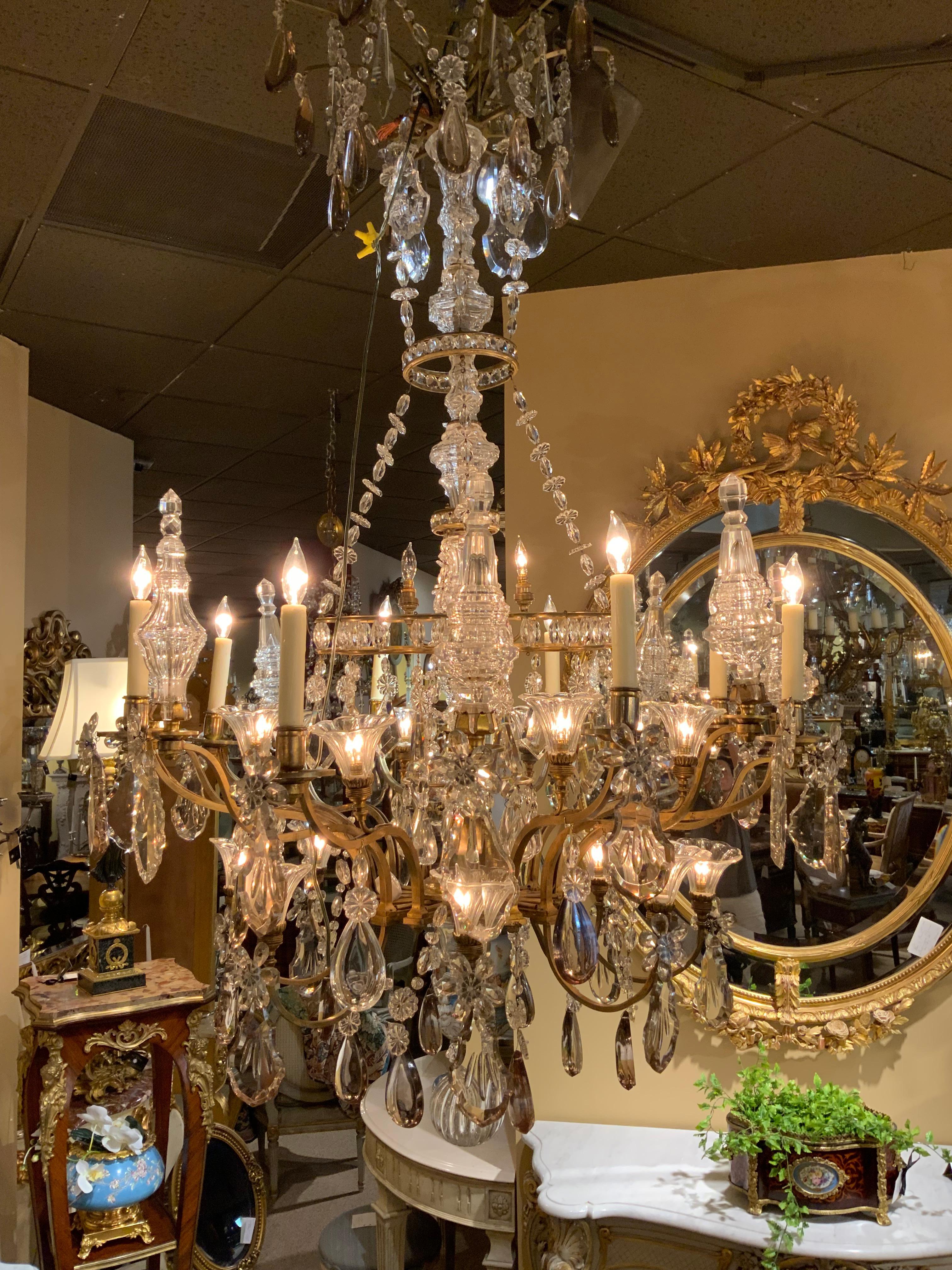Palace Size Grand Baccarat Crystal & Bronze Chandelier with Twenty Eight Lights 8