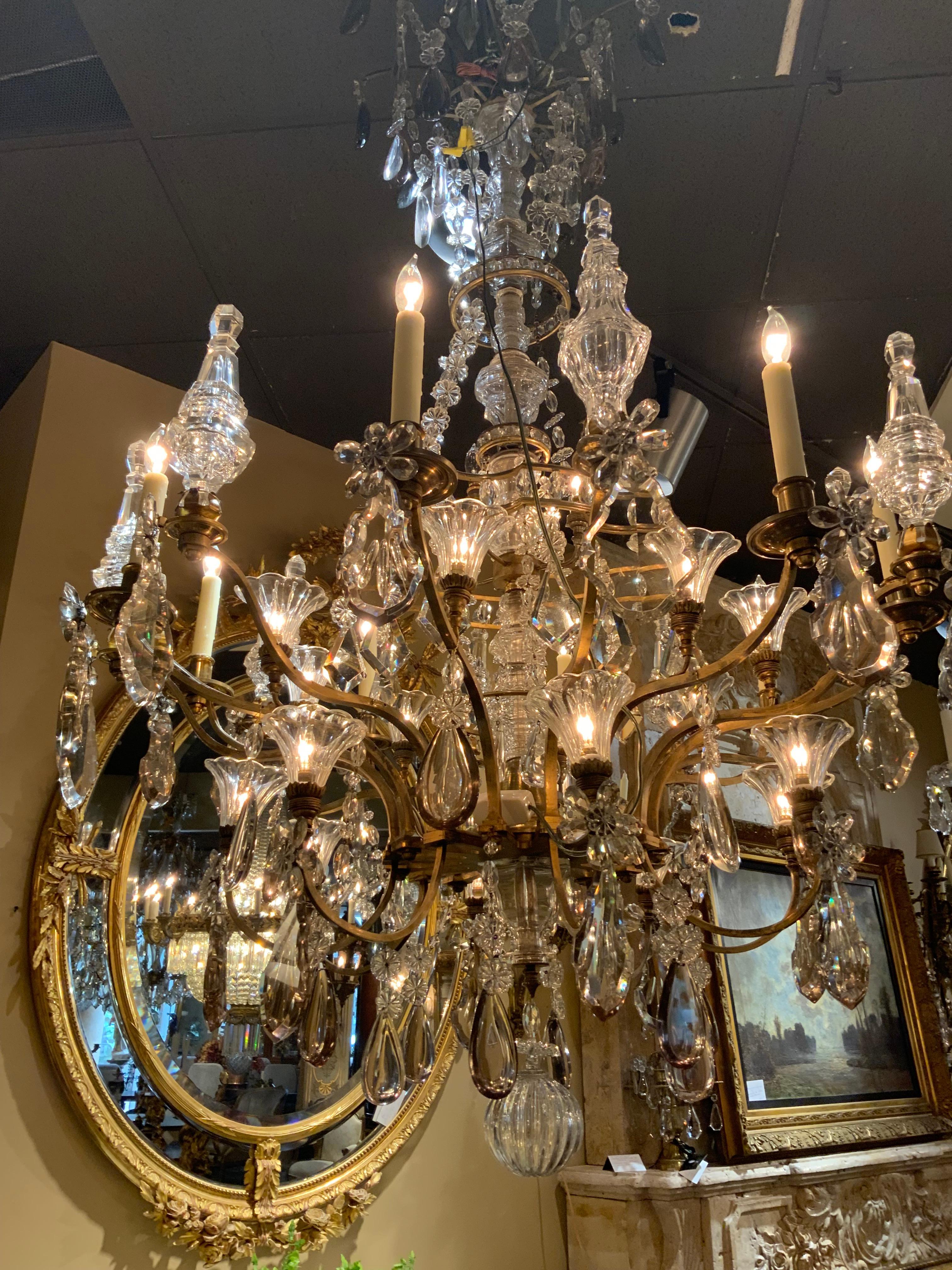 Palace Size Grand Baccarat Crystal & Bronze Chandelier with Twenty Eight Lights 2