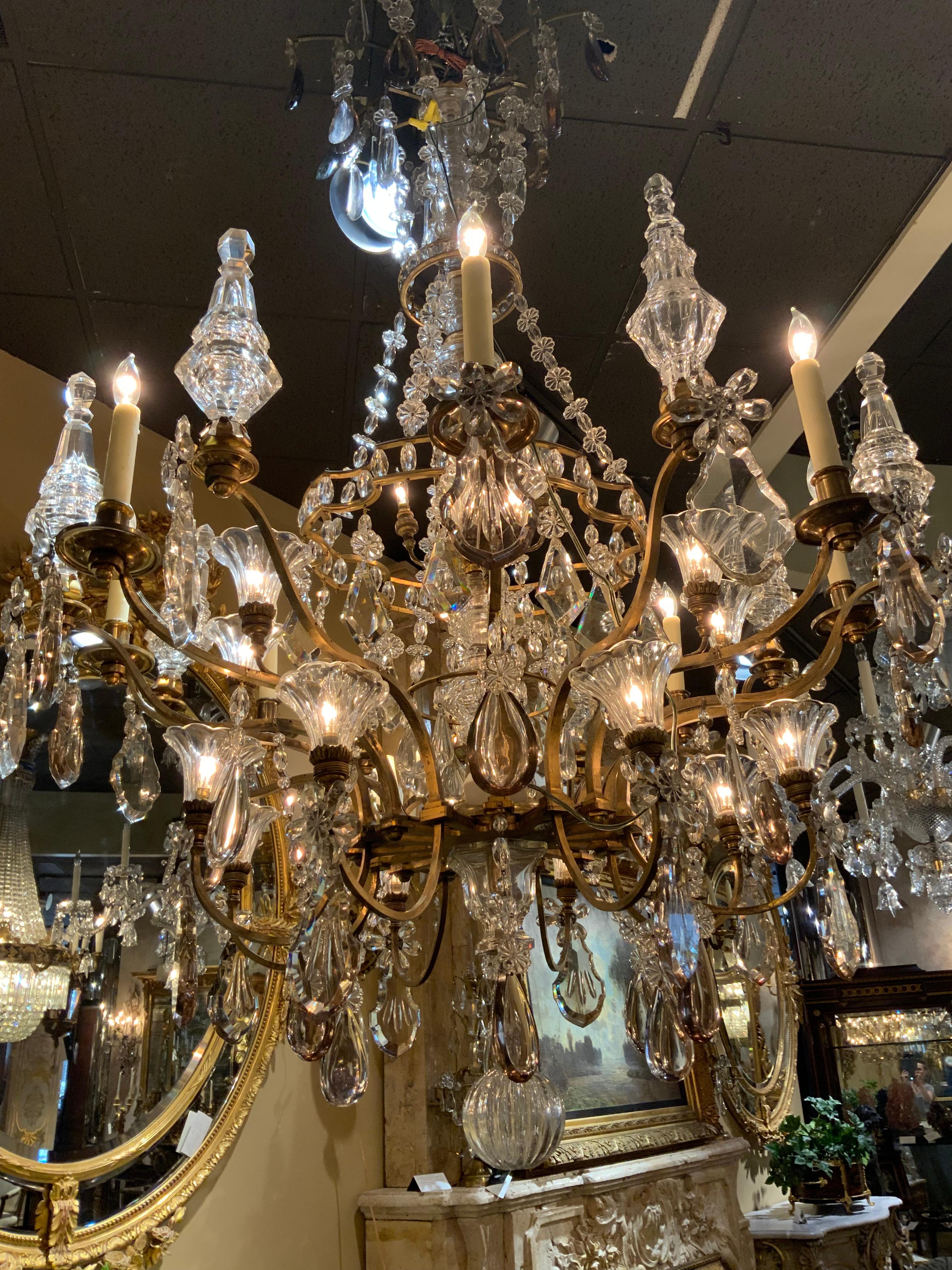 Palace Size Grand Baccarat Crystal & Bronze Chandelier with Twenty Eight Lights 3