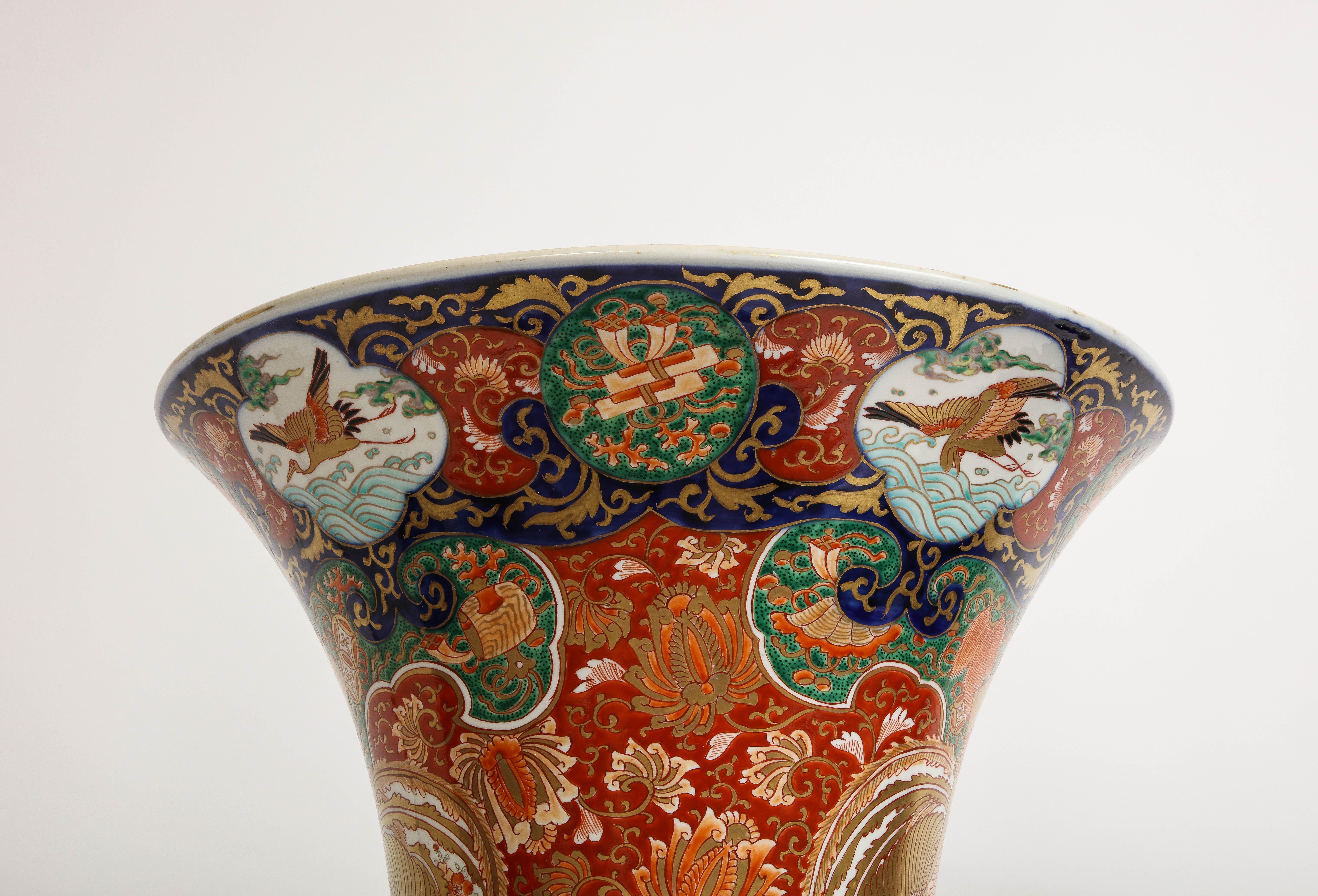  Palace Size Meiji Period Japanese Kutani Porcelain Vase, 1880 For Sale 1