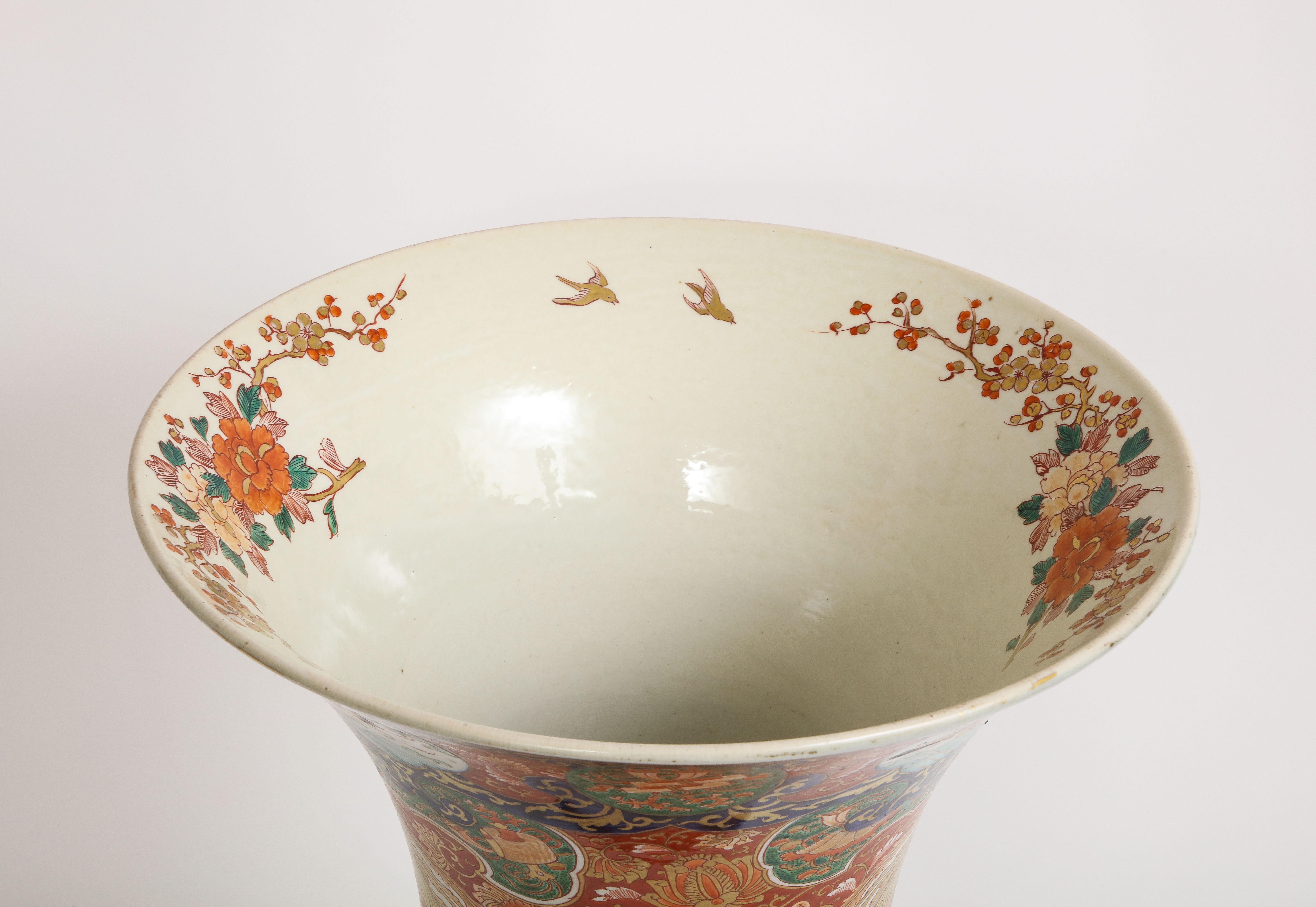  Palace Size Meiji Period Japanese Kutani Porcelain Vase, 1880 For Sale 3