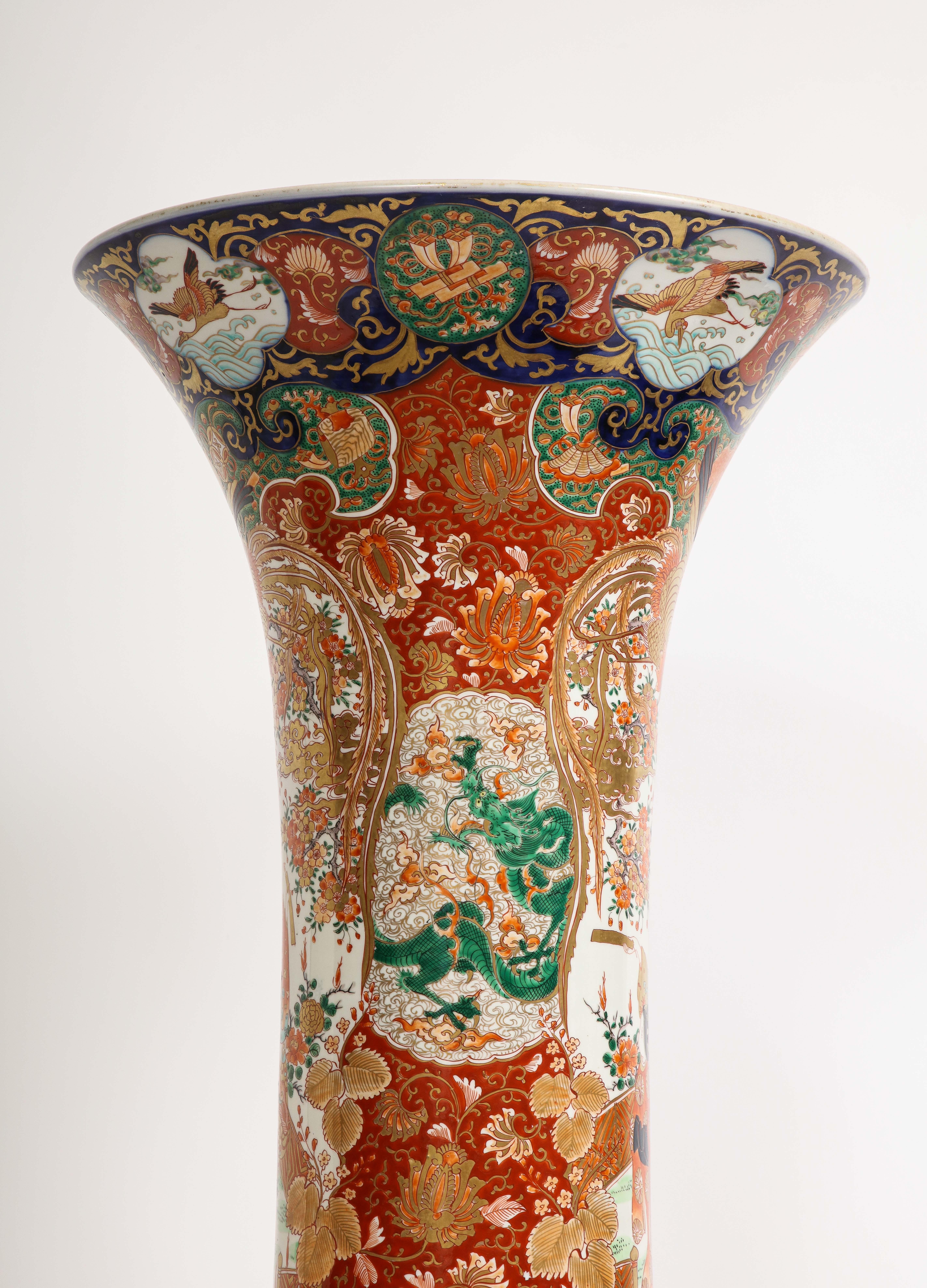 Hand-Crafted  Palace Size Meiji Period Japanese Kutani Porcelain Vase, 1880 For Sale
