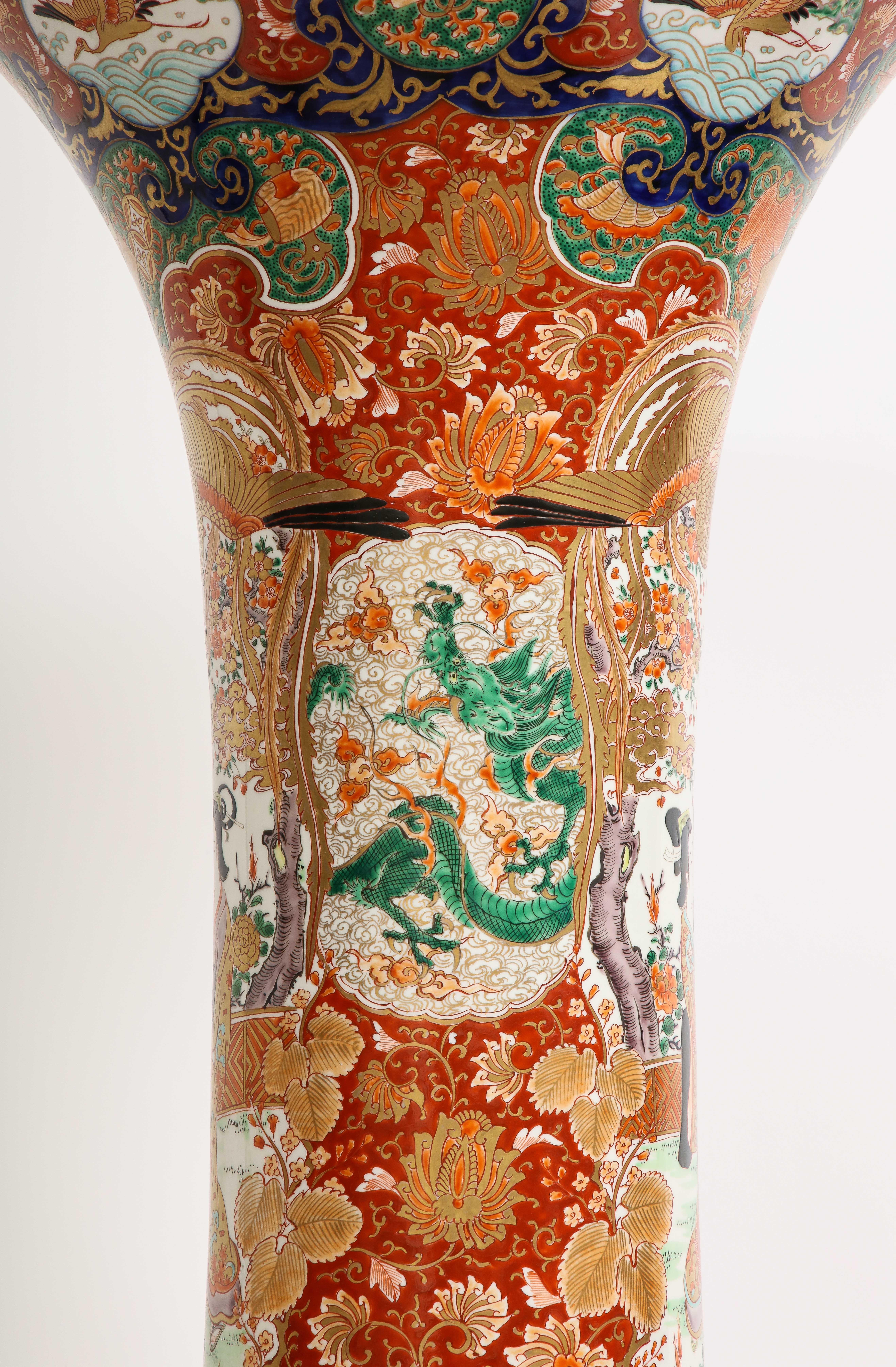  Palace Size Meiji Period Japanese Kutani Porcelain Vase, 1880 In Good Condition For Sale In New York, NY
