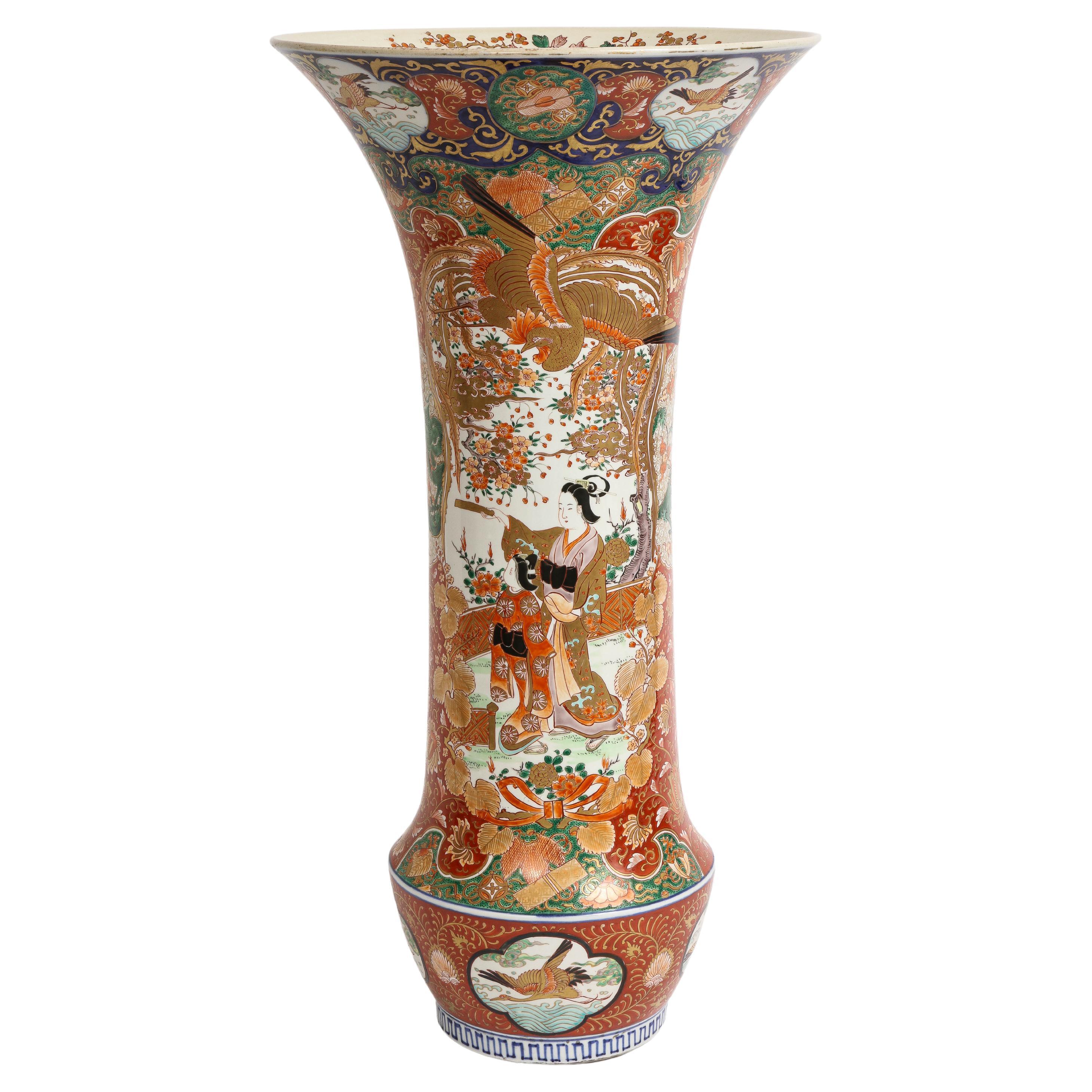  Palace Size Meiji Period Japanese Kutani Porcelain Vase, 1880