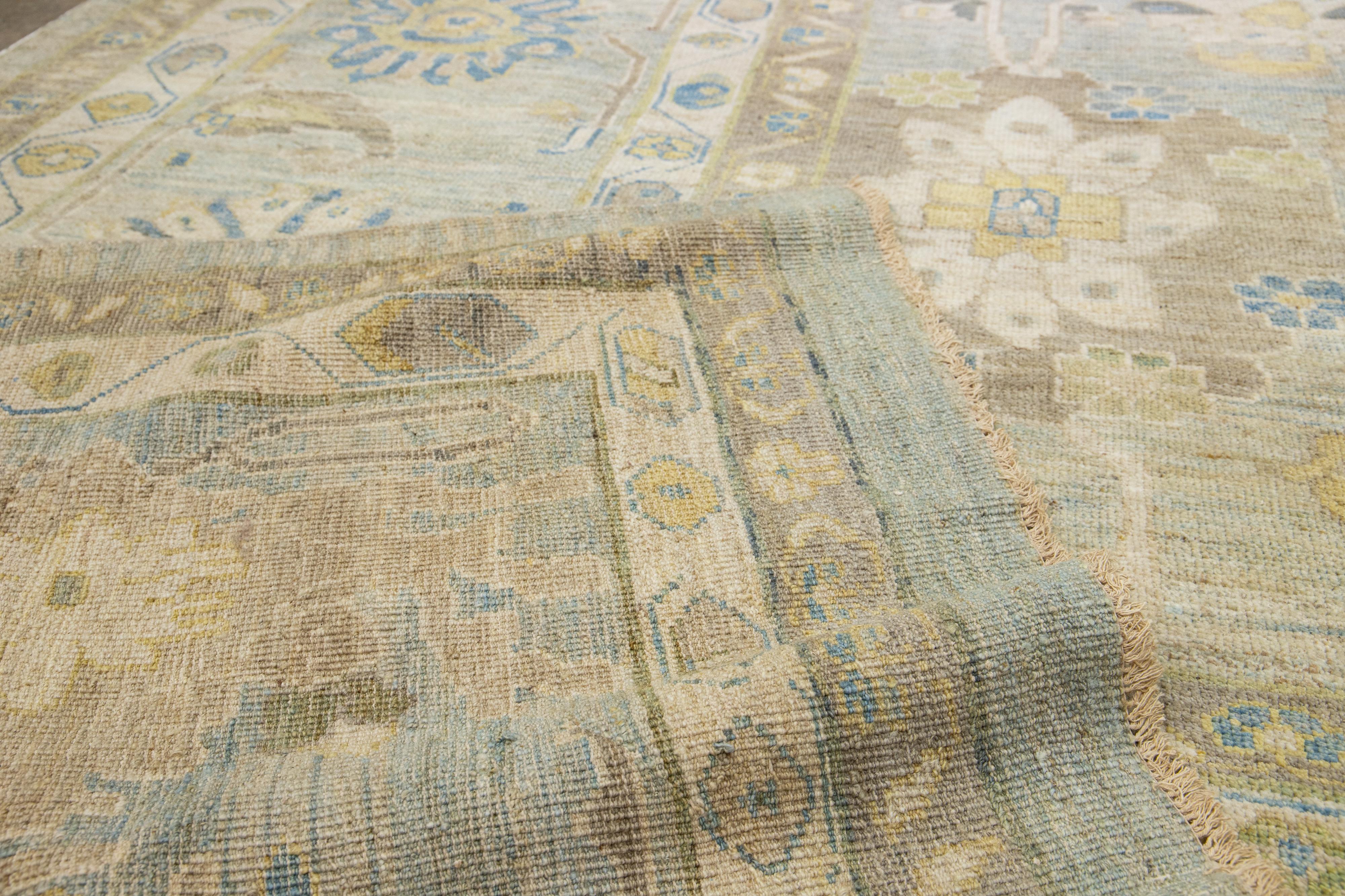 Alfombra Moderna De Lana Sultanabad Con Campo Floral Azul Tamaño Palace Persa en venta