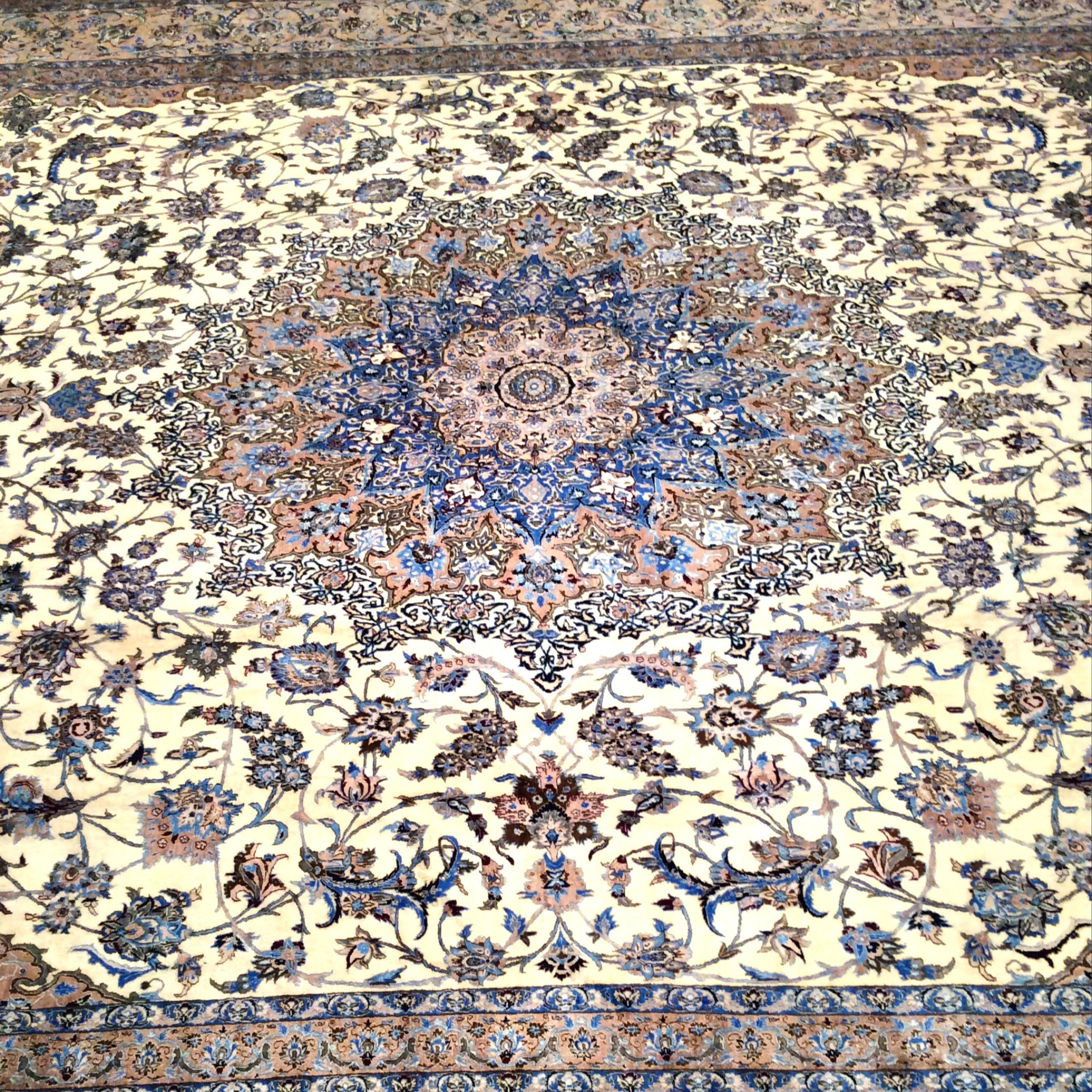 Hand-Knotted Palace Size Persian Hand Knotted 6La Nain 100% Silk Rug  For Sale