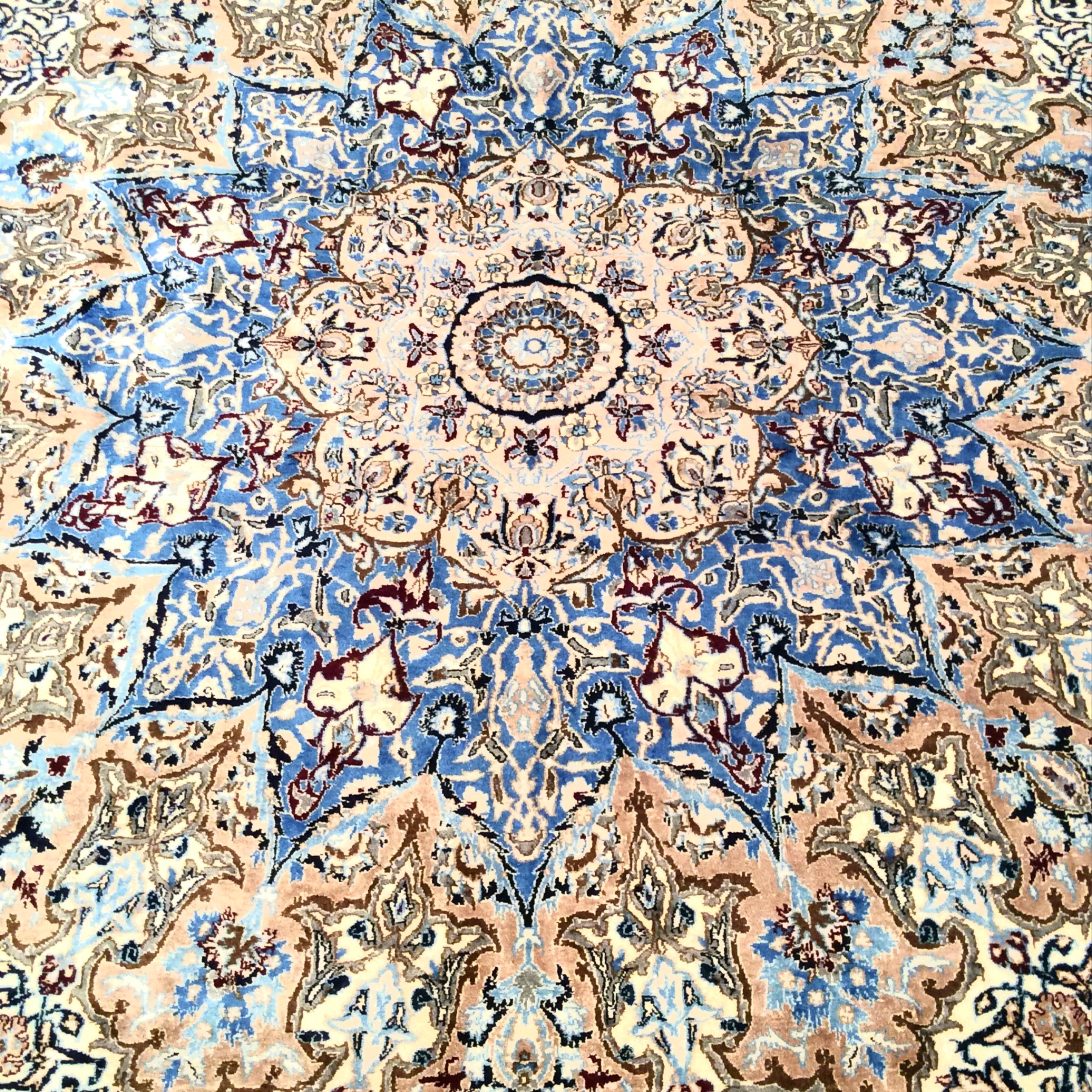 Palace Size Persian Hand Knotted 6La Nain 100% Silk Rug  For Sale 1