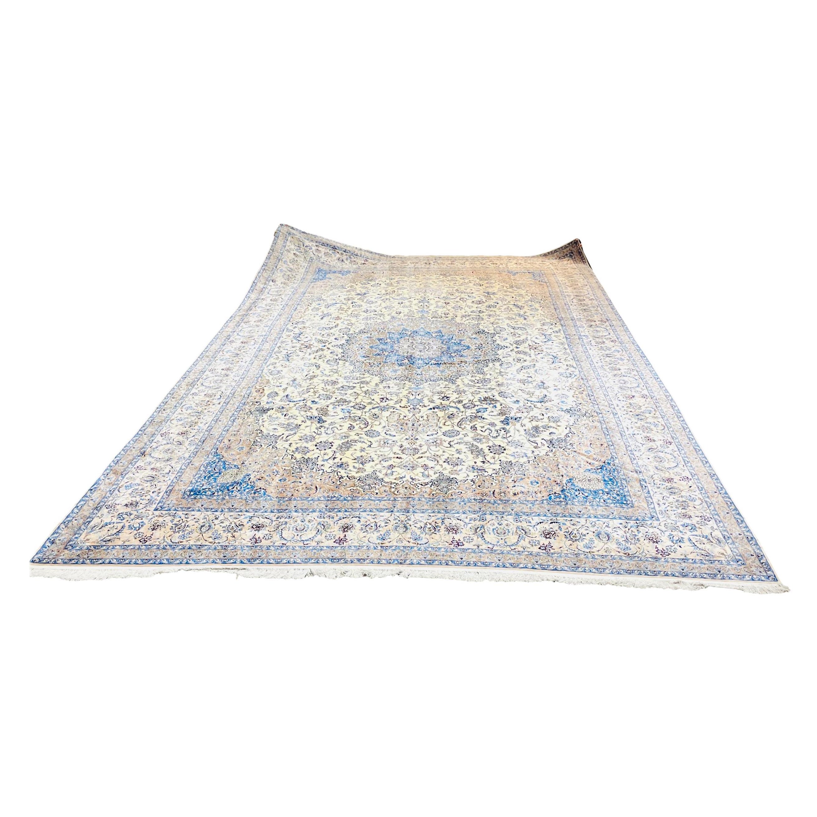 Tapis persan noué à la main 6La Nain 100 % soie en vente