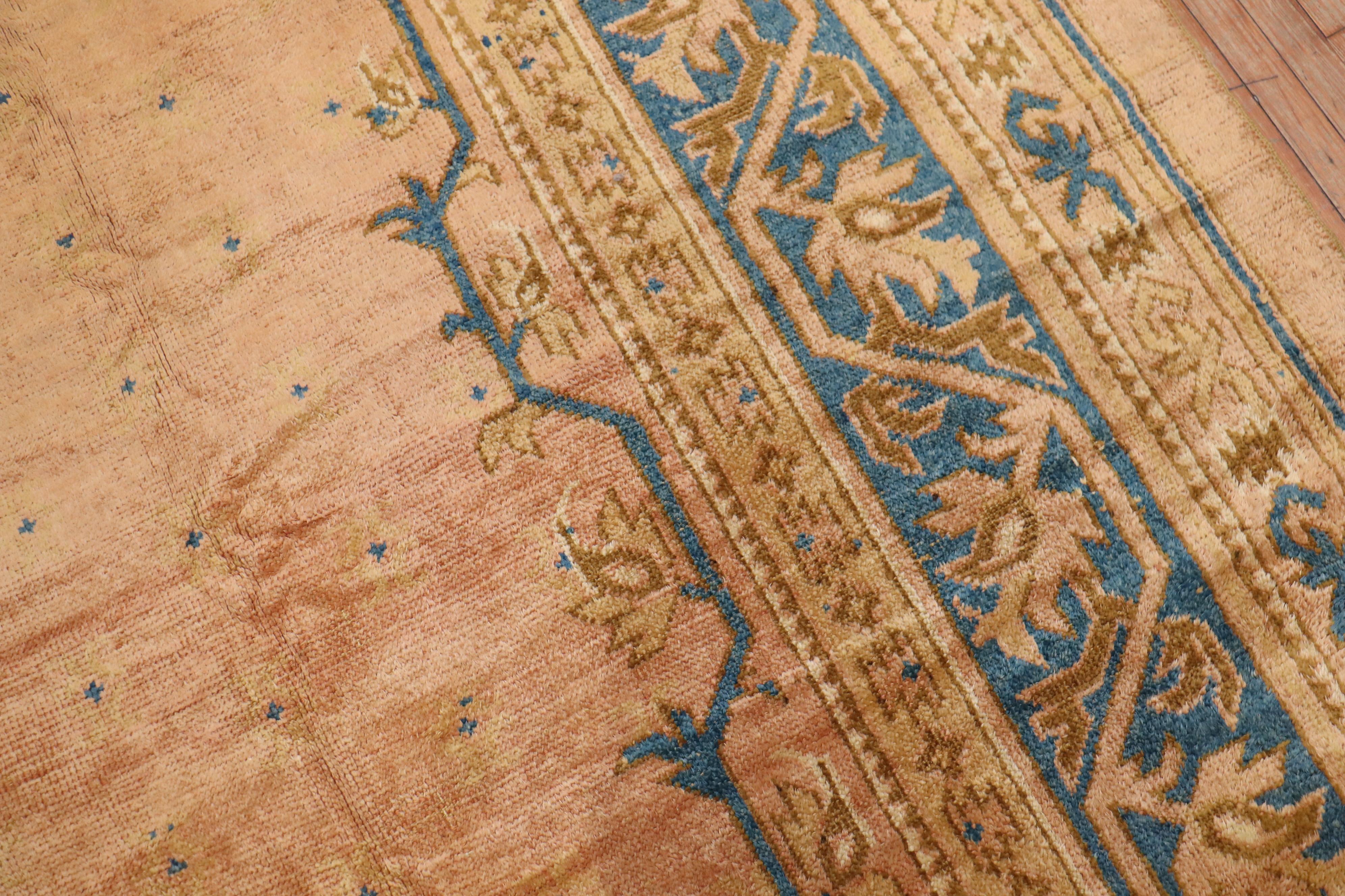 Palace Size Salmon Antique Oushak Carpet For Sale 6