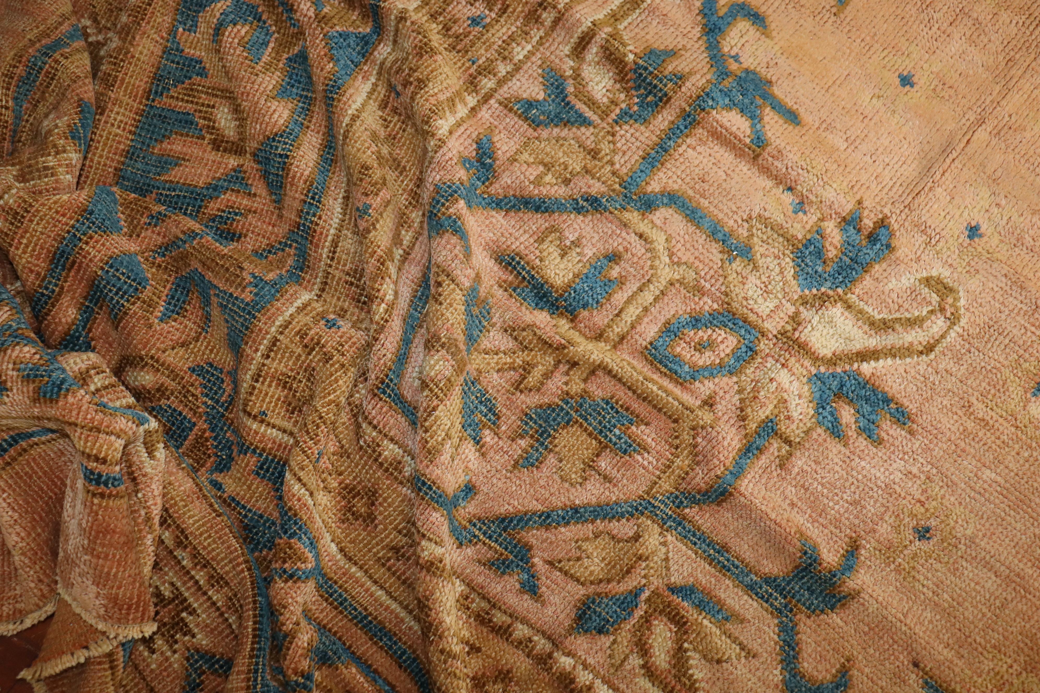 Antiker Oushak-Teppich in Palace-Größe, Lachs im Angebot 8