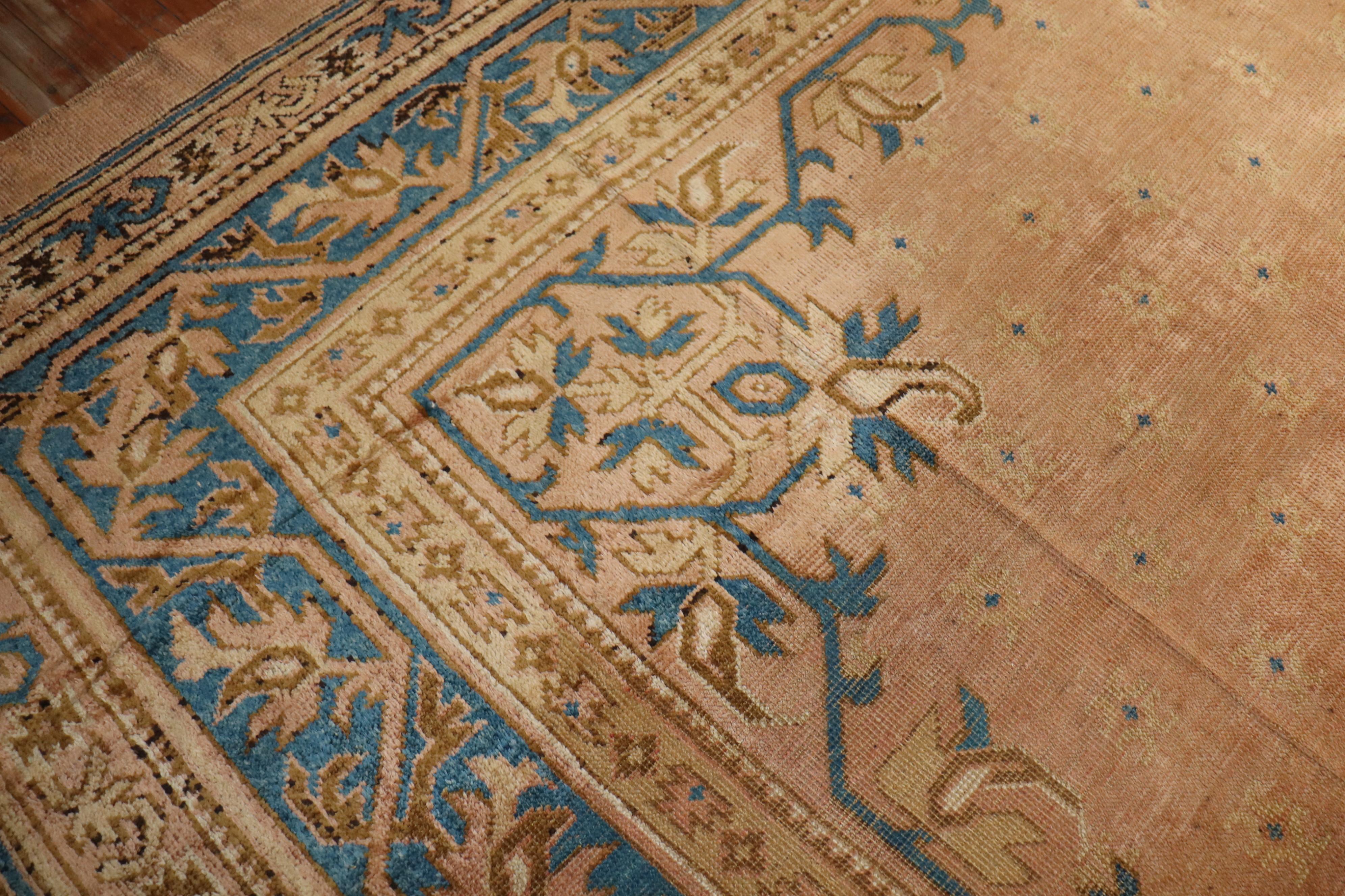 Antiker Oushak-Teppich in Palace-Größe, Lachs im Angebot 9