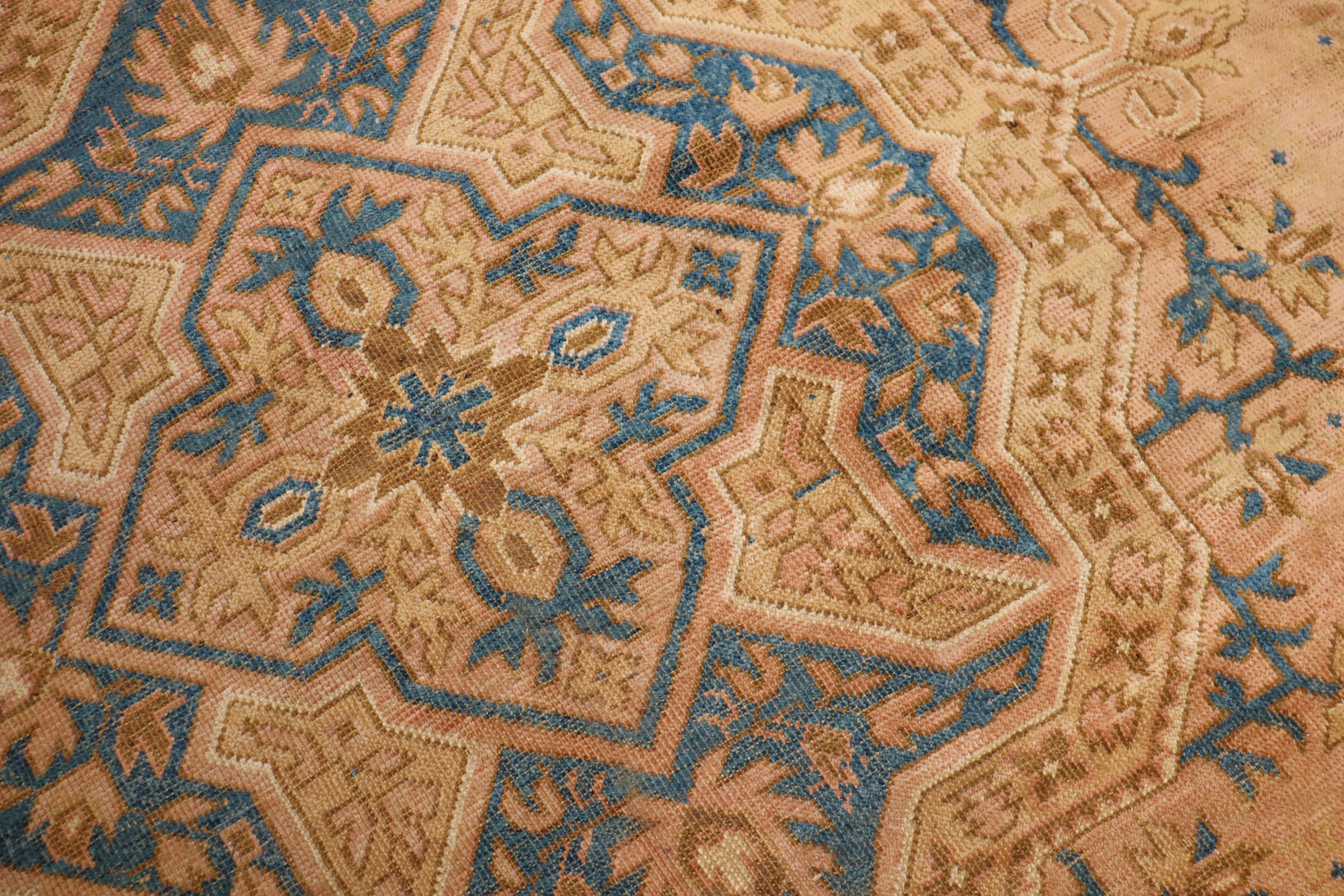 Palace Size Salmon Antique Oushak Carpet For Sale 1