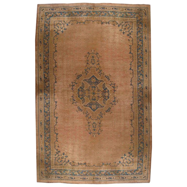 Palace Size Salmon Antique Oushak Carpet For Sale
