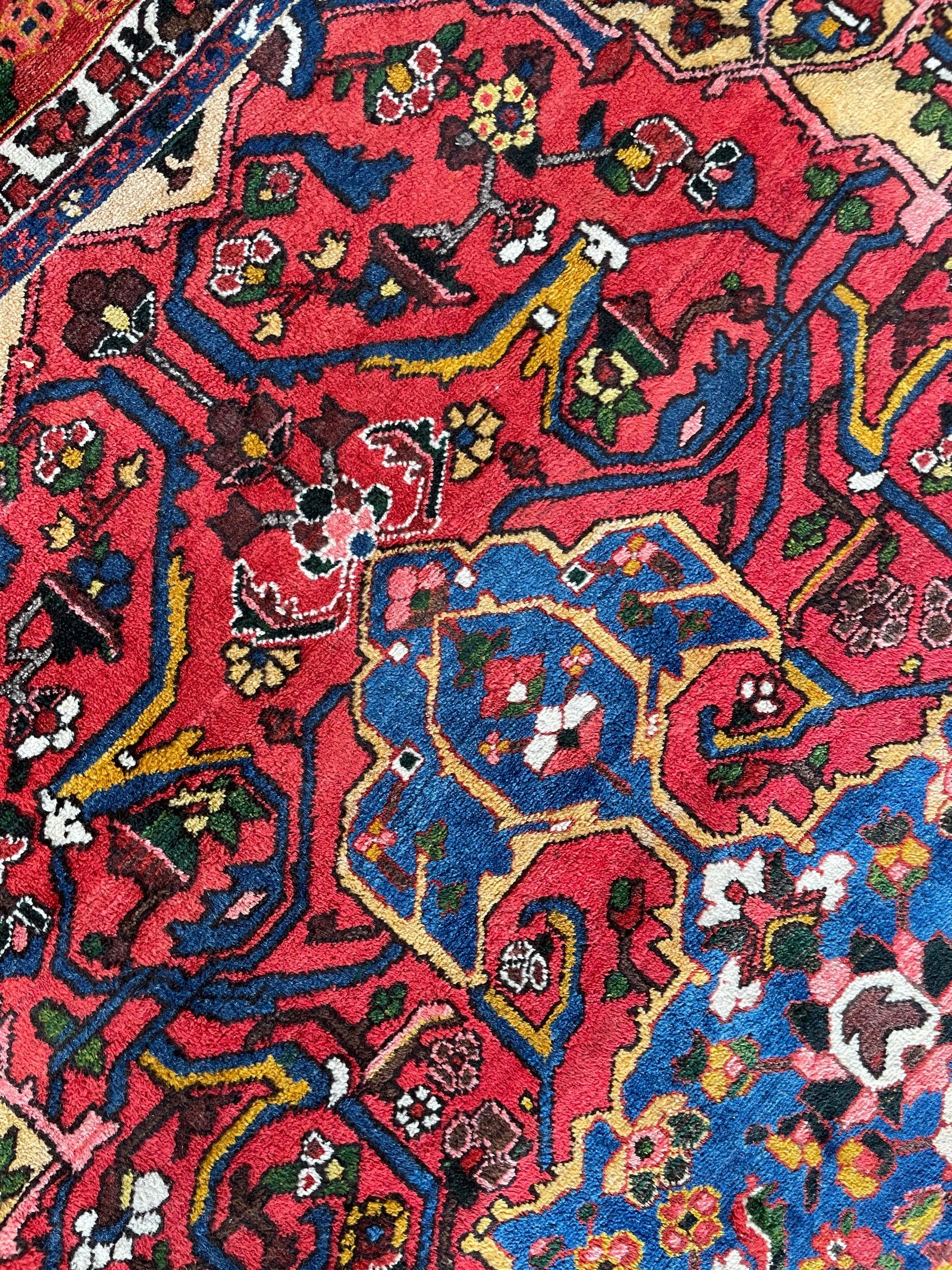 Colorful Palace size vintage beauty with tribal & old-world charm strawberry, watermelon, saffron-wheat, blues, greens, grey, taupes

About: Huge palatical beauty - palace size or mansion size piece that is a perfect size to anchor a room and to