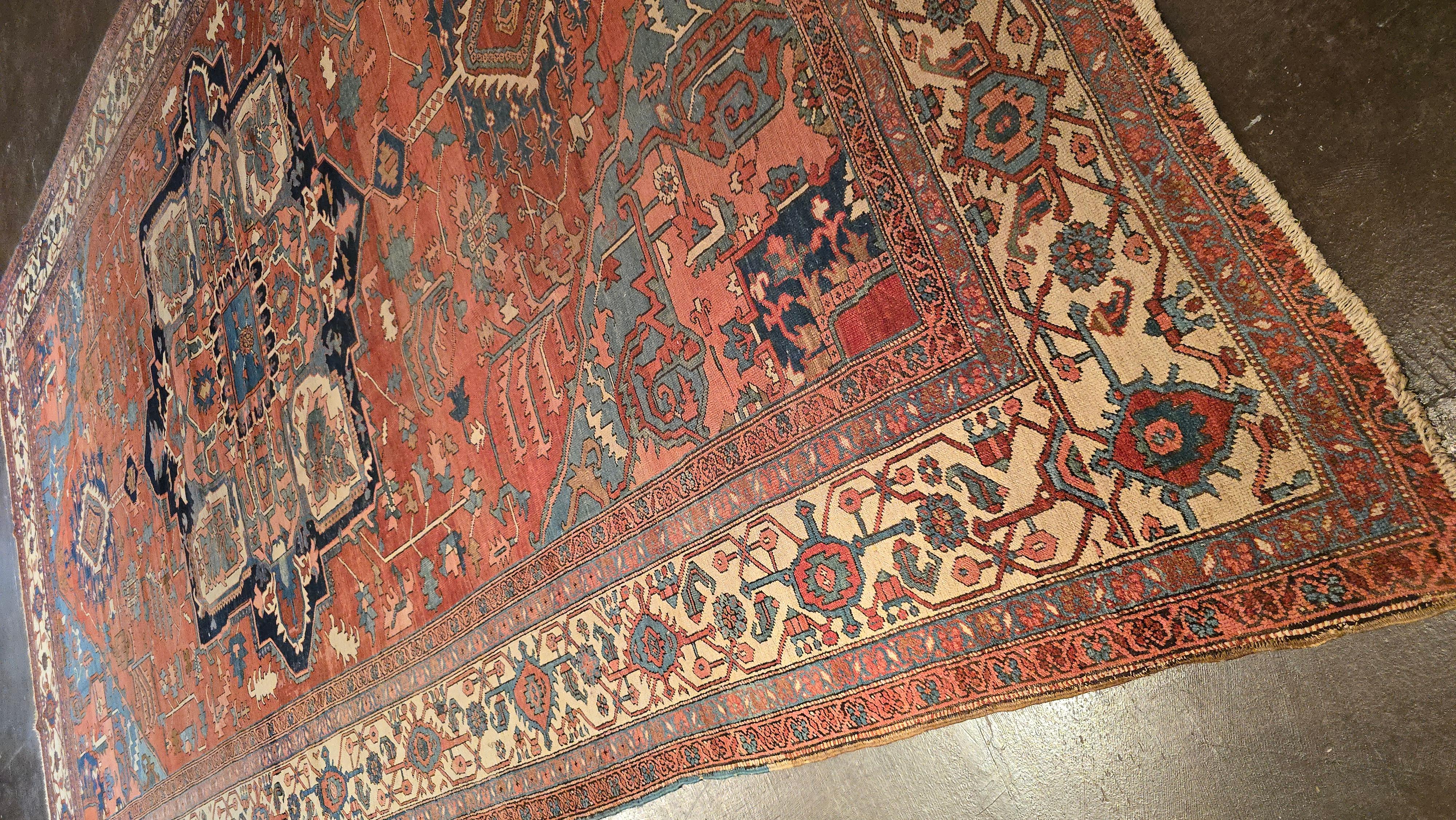 Palace sized 19th Century Persian Serapi 12x18 en Excelente estado para la venta en Los Angeles, CA