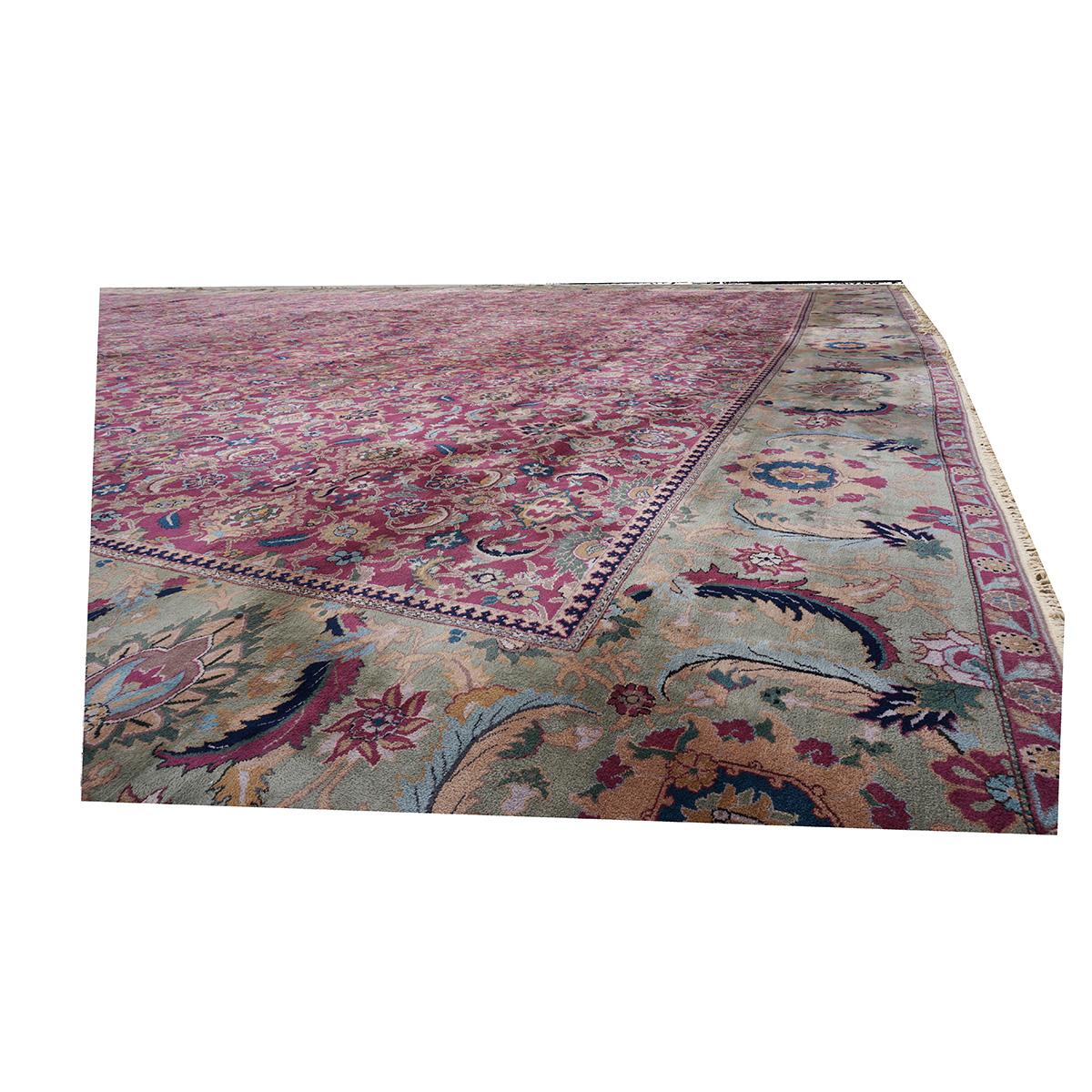Early 20th Century 26'X42' Palace Sized Antique Laristan Wool Handmade Rug For Sale 5