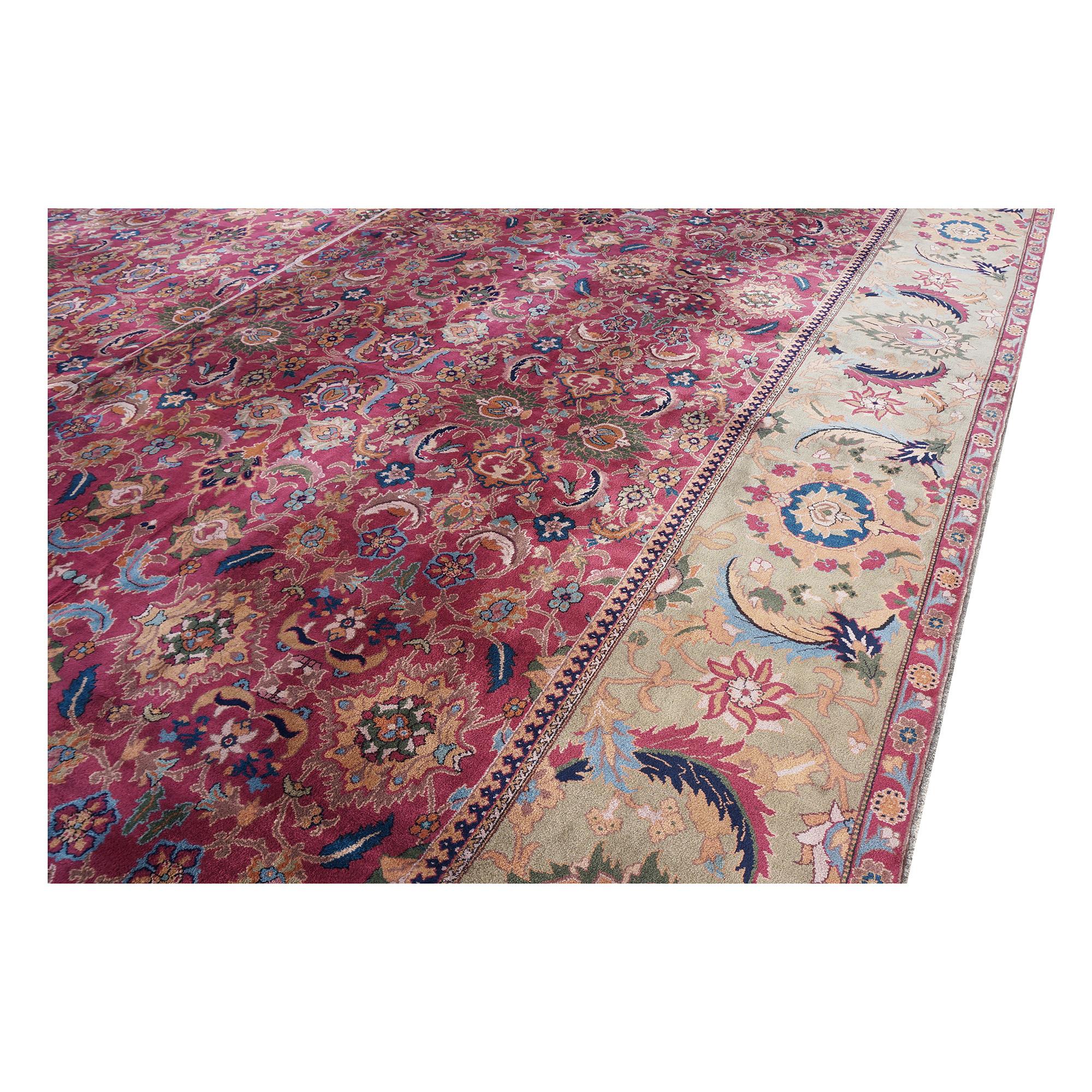 Early 20th Century 26'X42' Palace Sized Antique Laristan Wool Handmade Rug For Sale 7